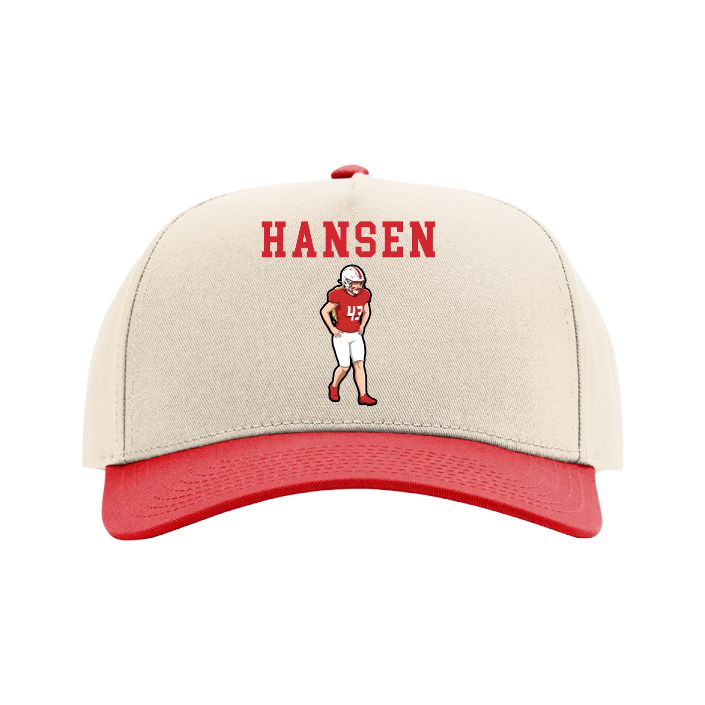 Full Fabric Five-Panel Champ Cap — Shirsey in Cream/Red