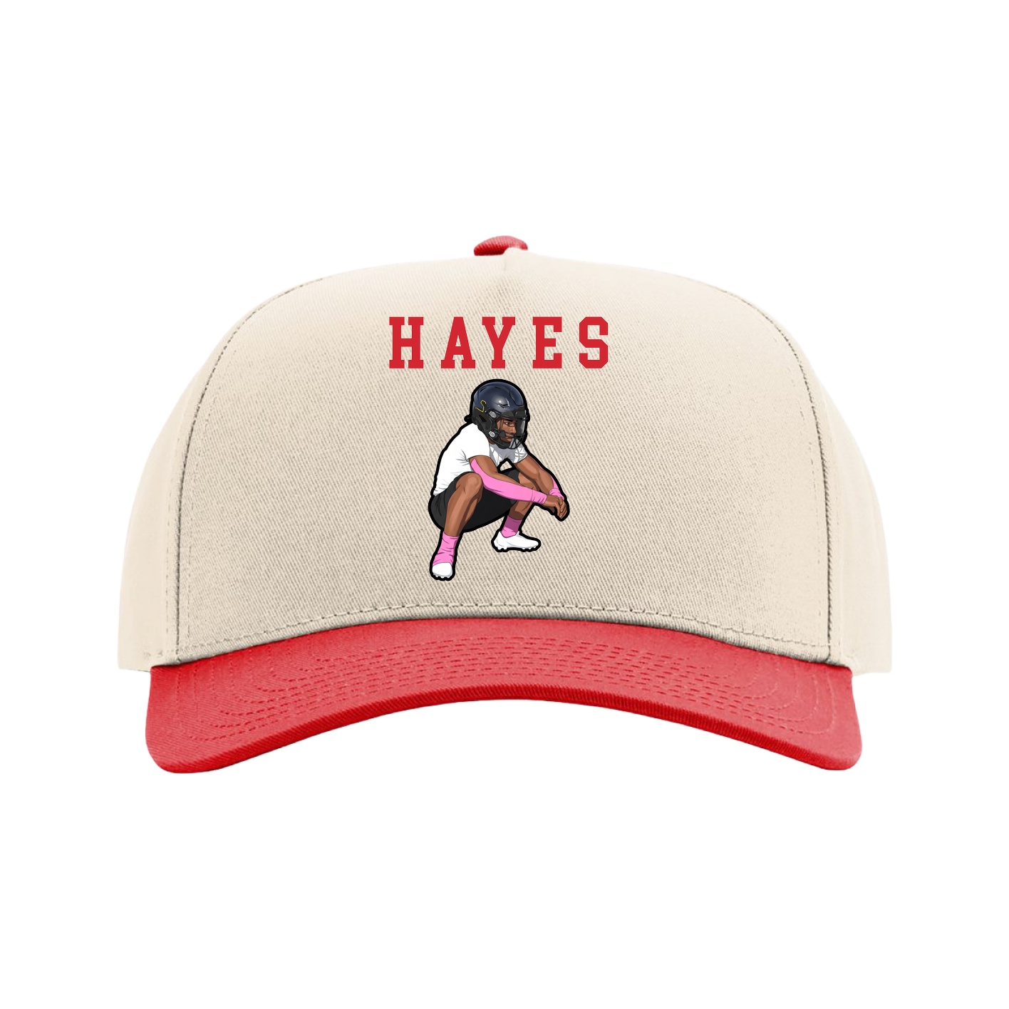 Full Fabric Five-Panel Champ Cap — Shirsey in Cream/Red