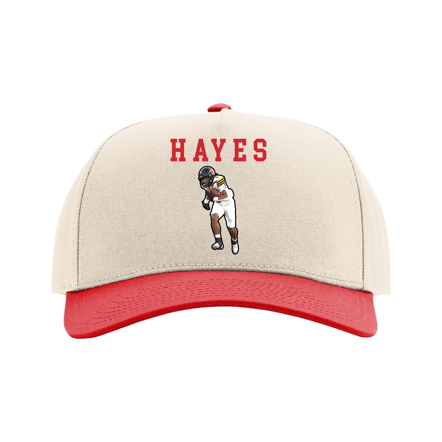 Full Fabric Five-Panel Champ Cap — Shirsey in Cream/Red
