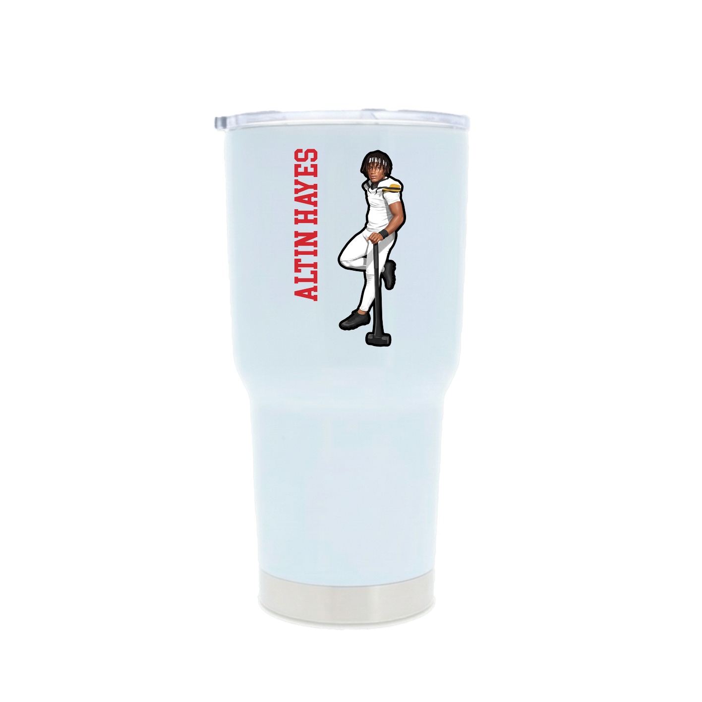 30oz Stainless Steel Tumbler — Name Vertical in White