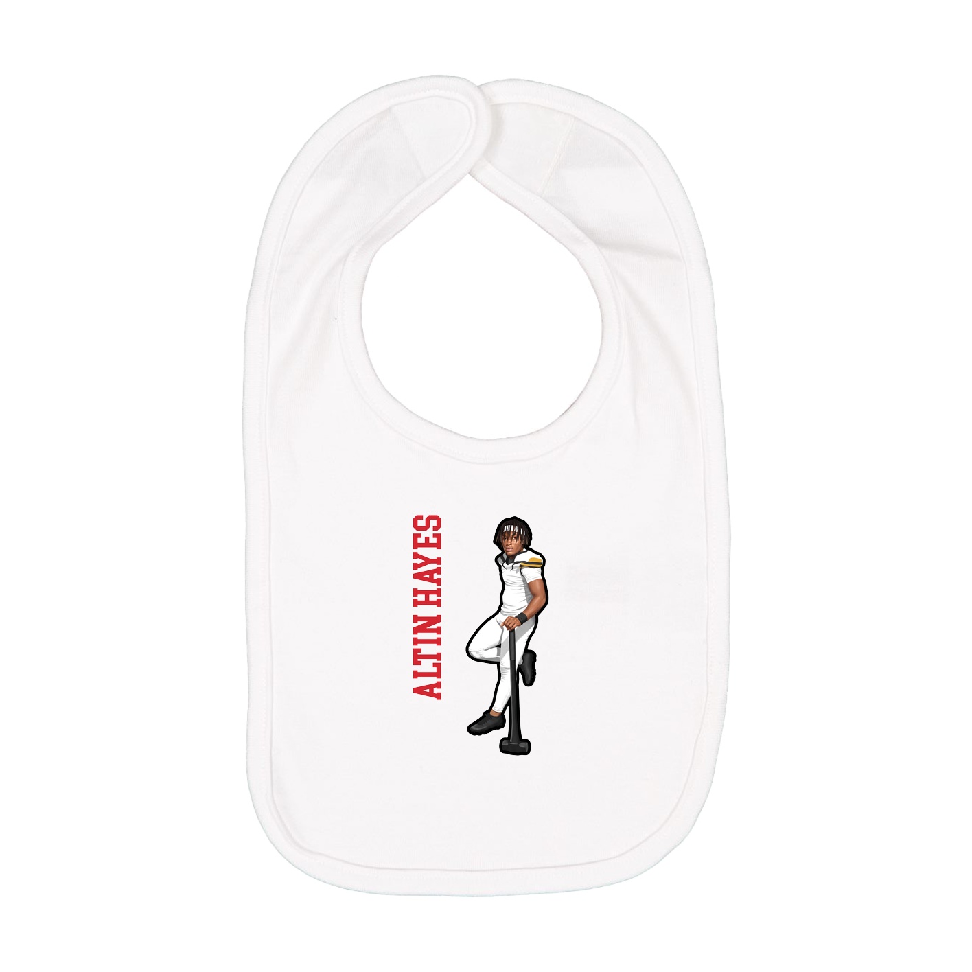 Infant Bib — Name Vertical in White