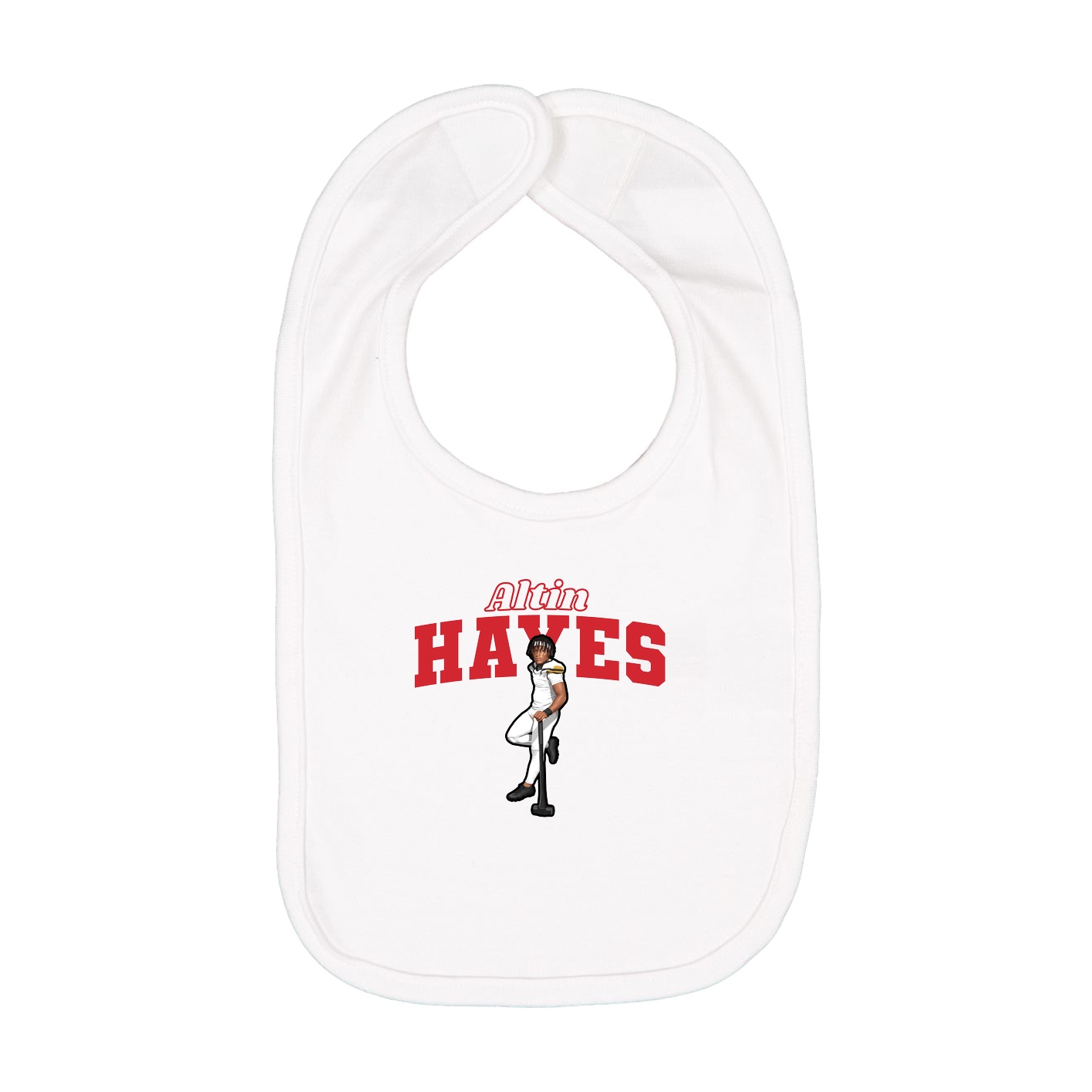 Infant Bib — Name Arch in White