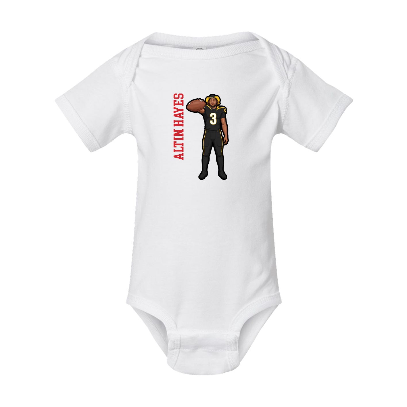 Baby Onesie — Name Vertical in White