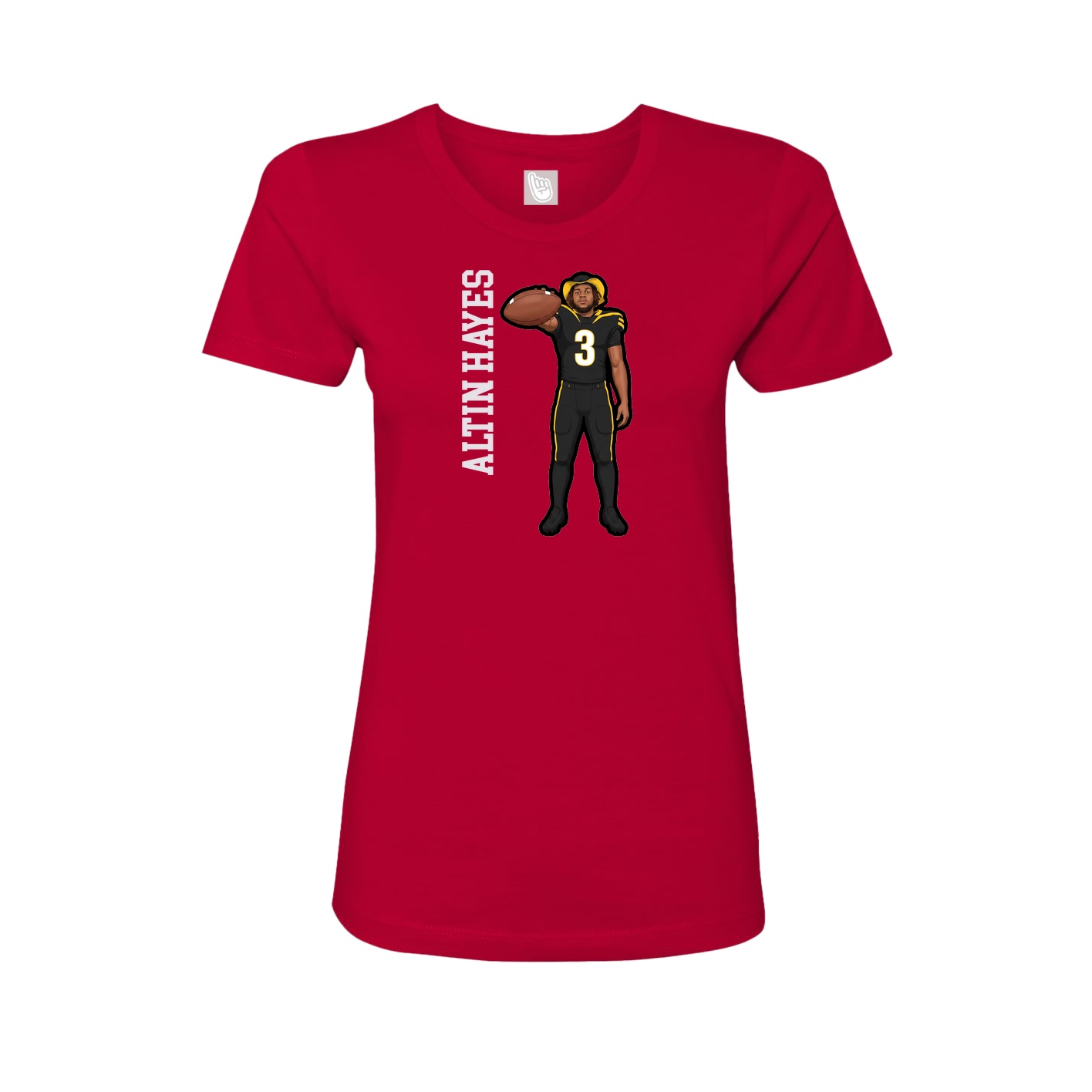 Womens Tee — Name Vertical in Red