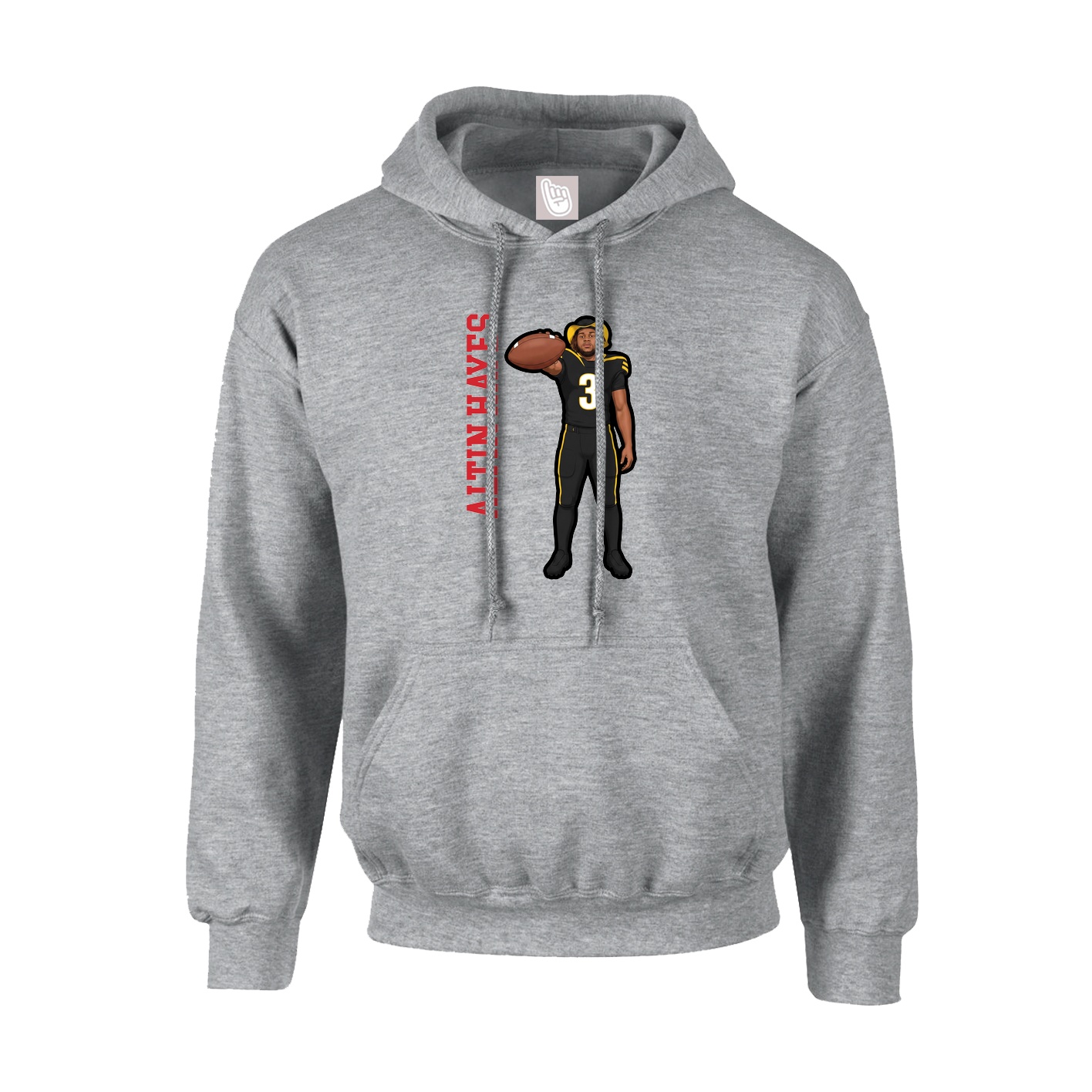 Youth Hoodie — Name Vertical in Grey