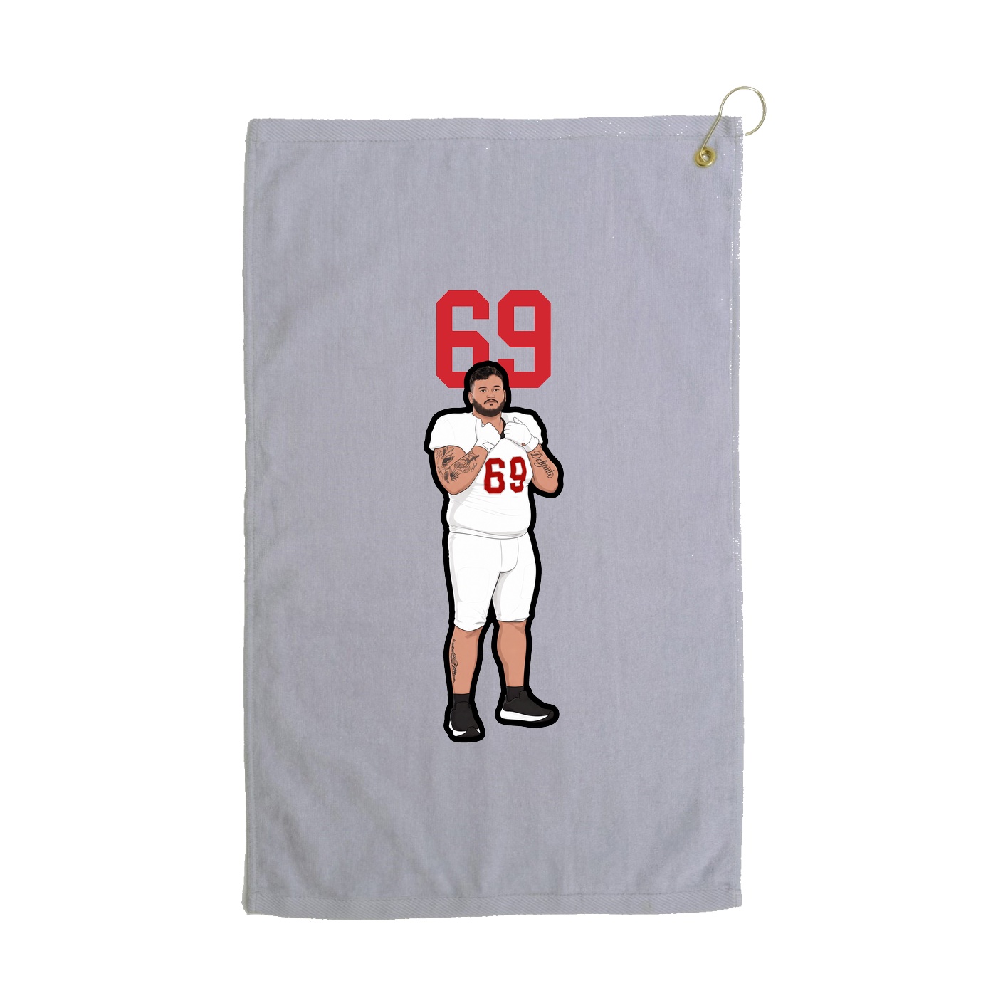 Golf Towel — Number Top in Grey