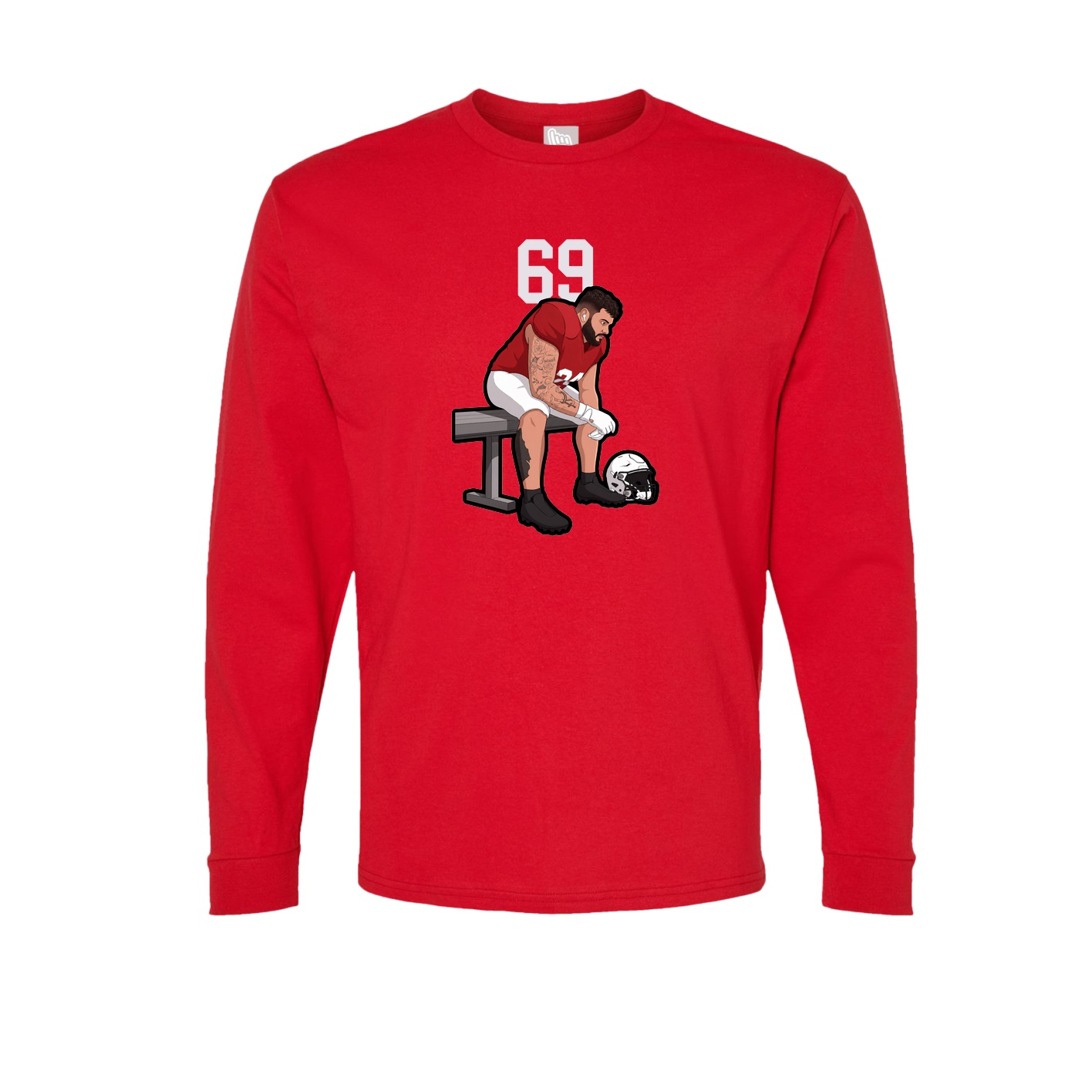 Long Sleeve Tee — Number Top in Red