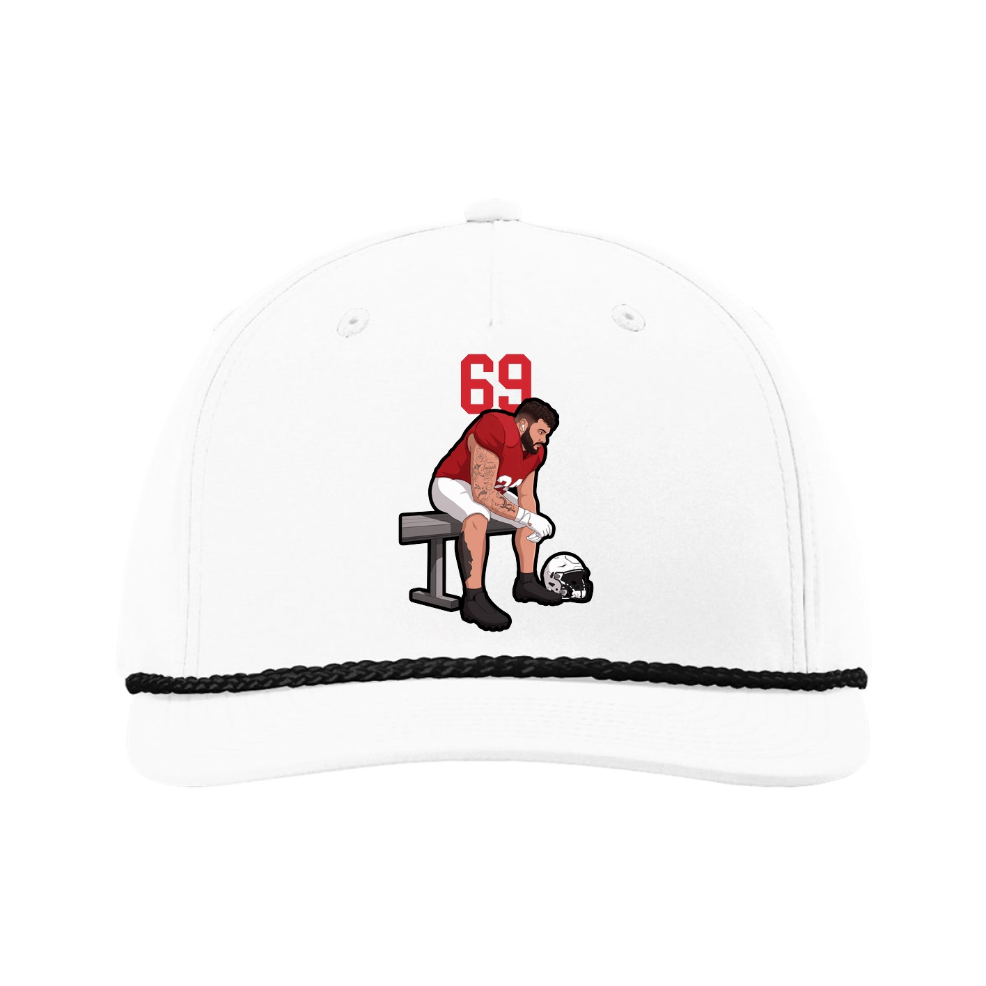 Five-Panel Classic Rope Cap — Number Top in White