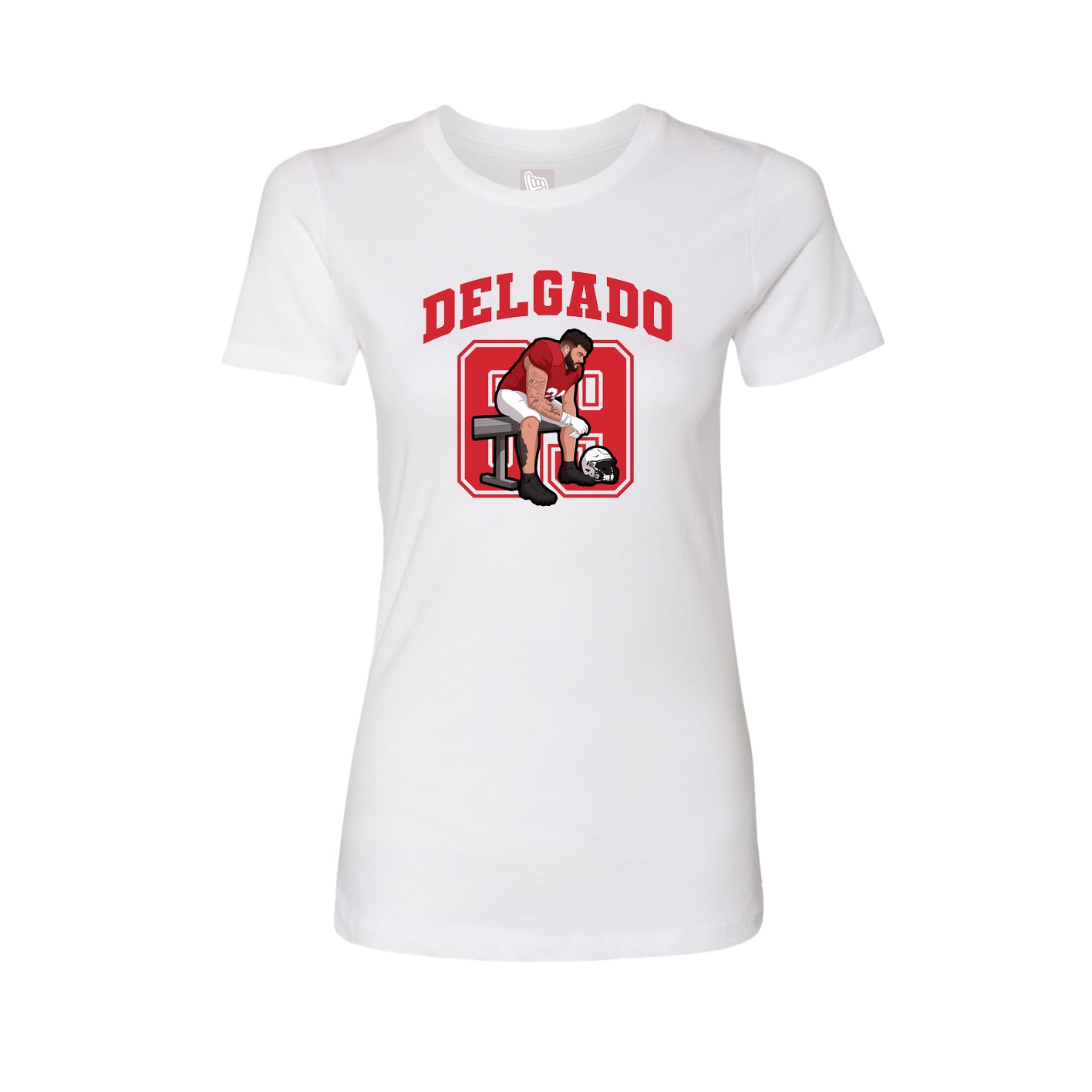 Fitted Women's Tee — Number in White