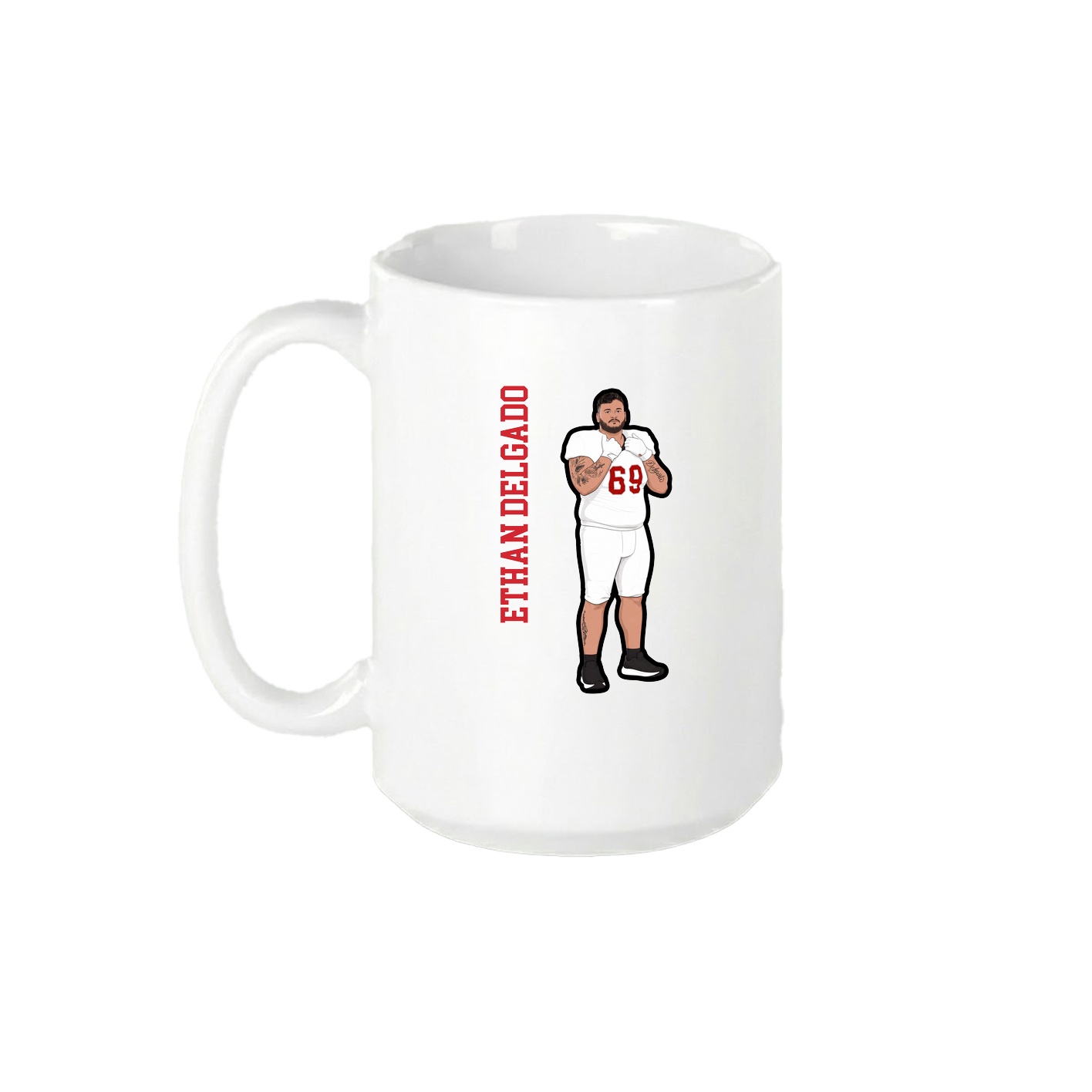 15oz Coffee Mug — Name Vertical in White