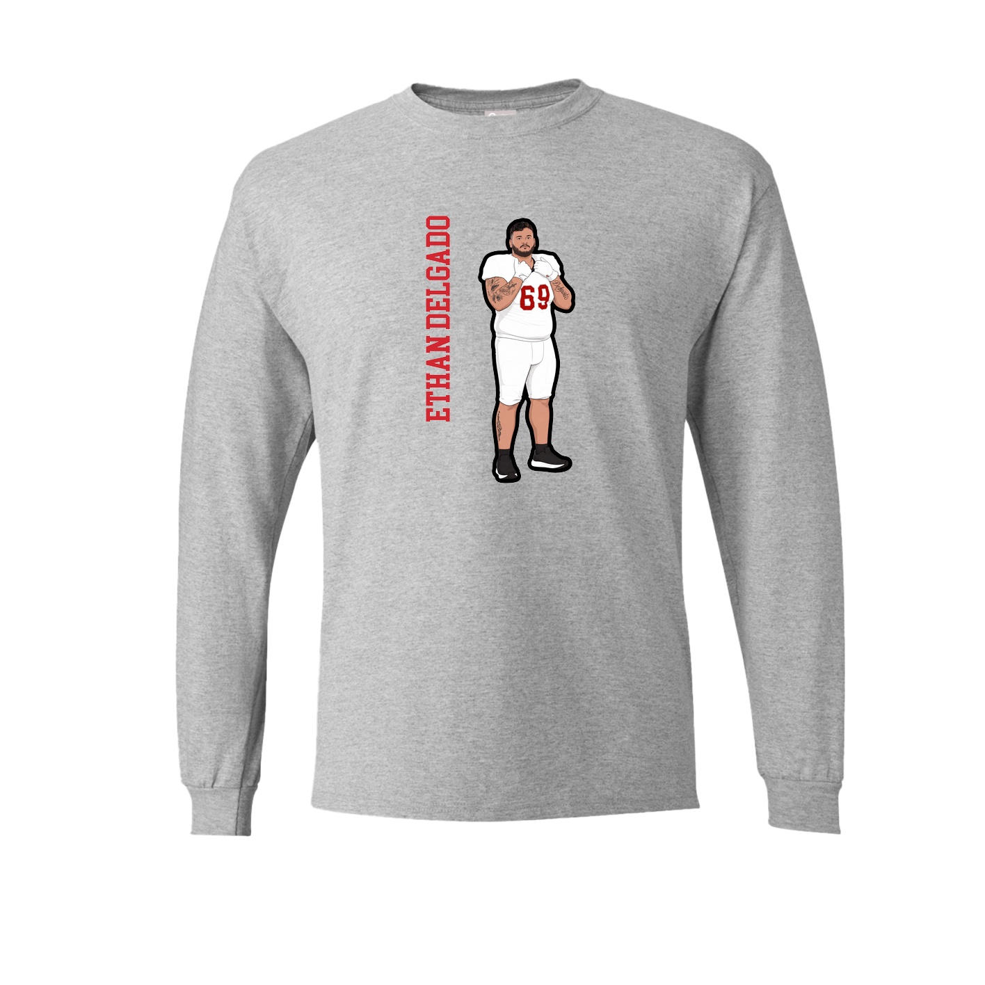 Long Sleeve Tee — Name Vertical in Grey