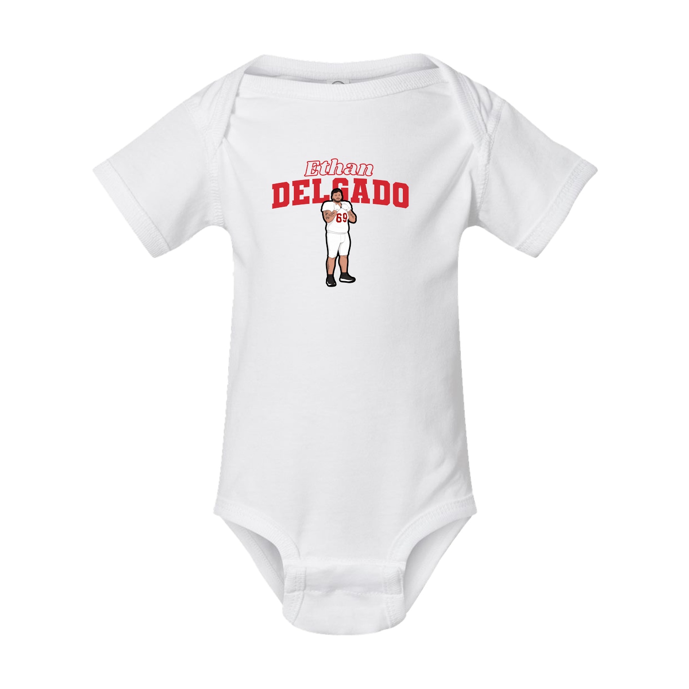 Baby Onesie — Name Arch in White