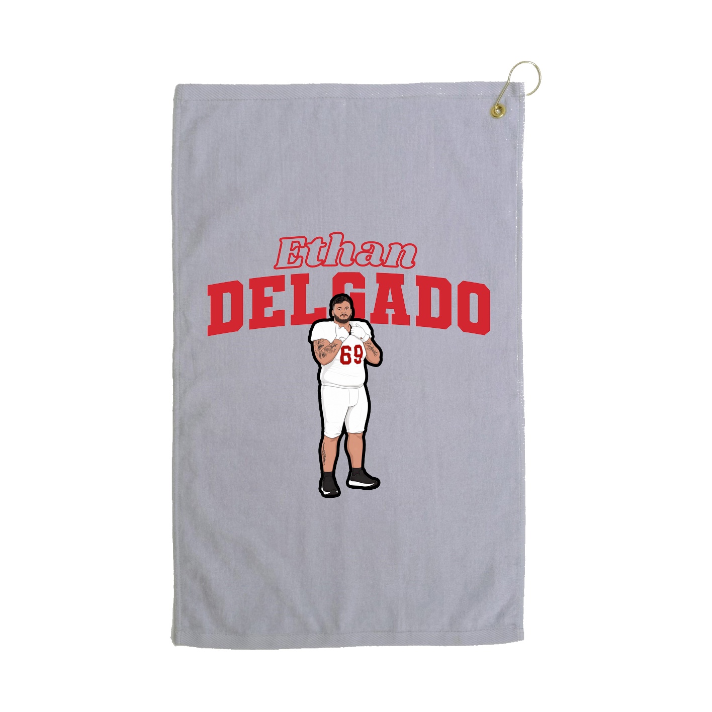 Golf Towel — Name Arch in Grey