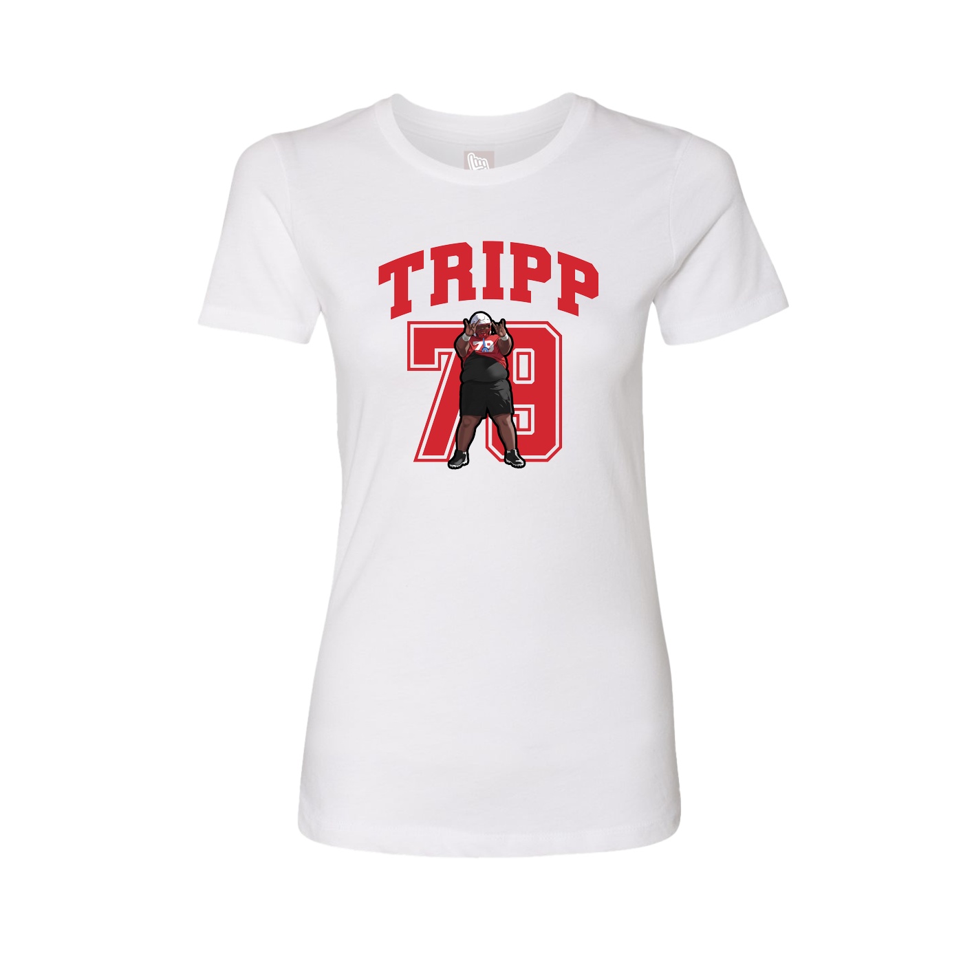 Fitted Women's Tee — Number in White