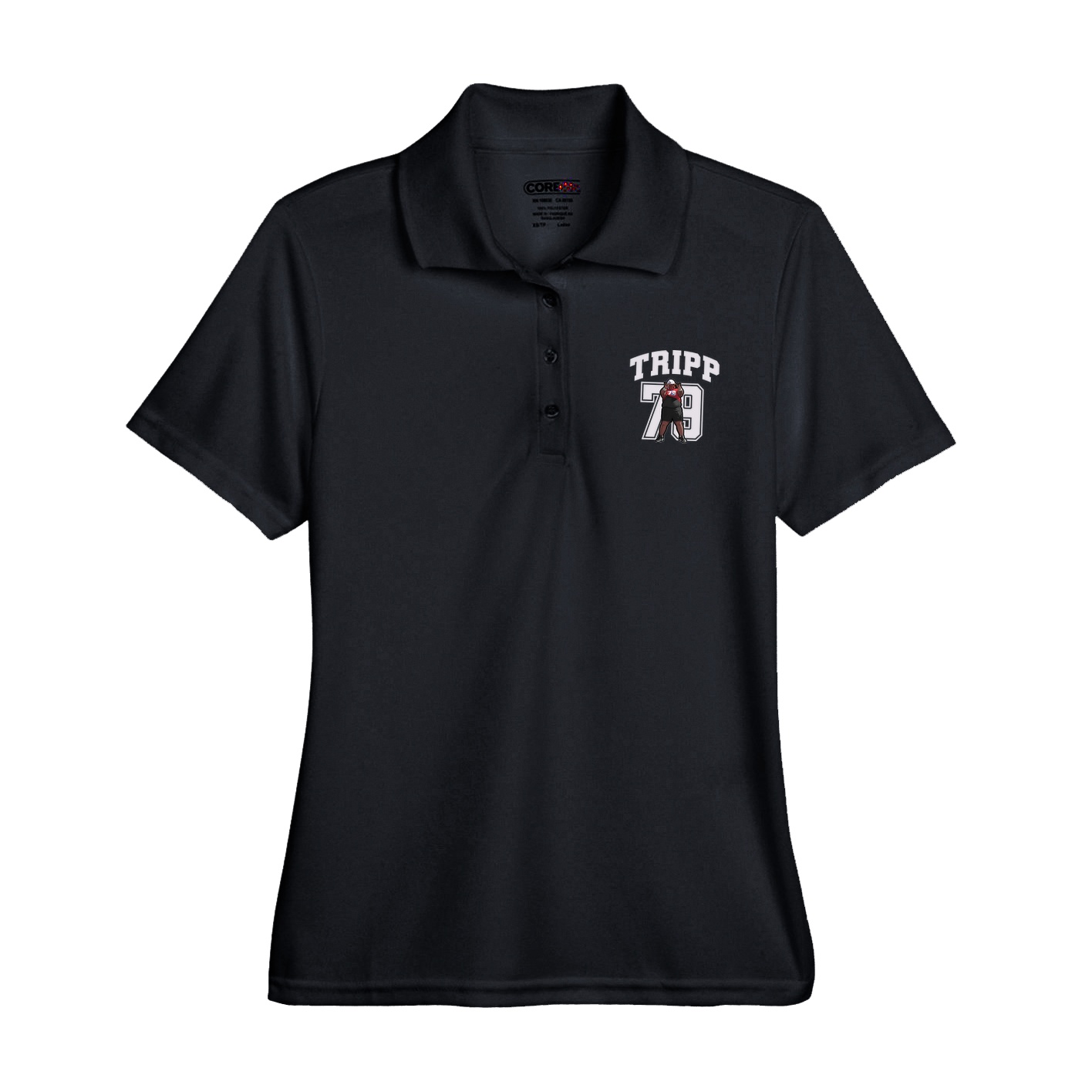 Womens Performance Polo — Number in Black