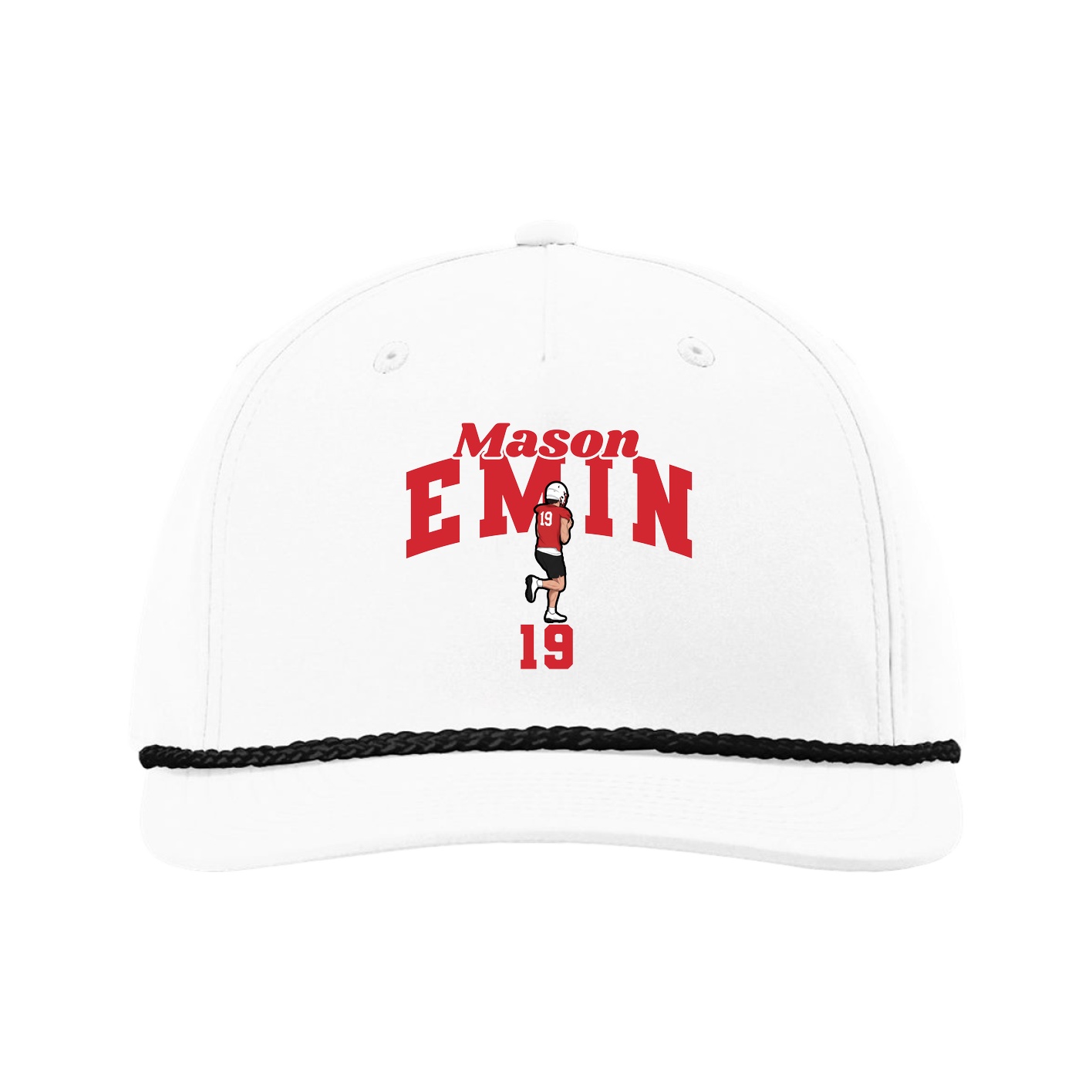 Five-Panel Classic Rope Cap — Signature Arch in White