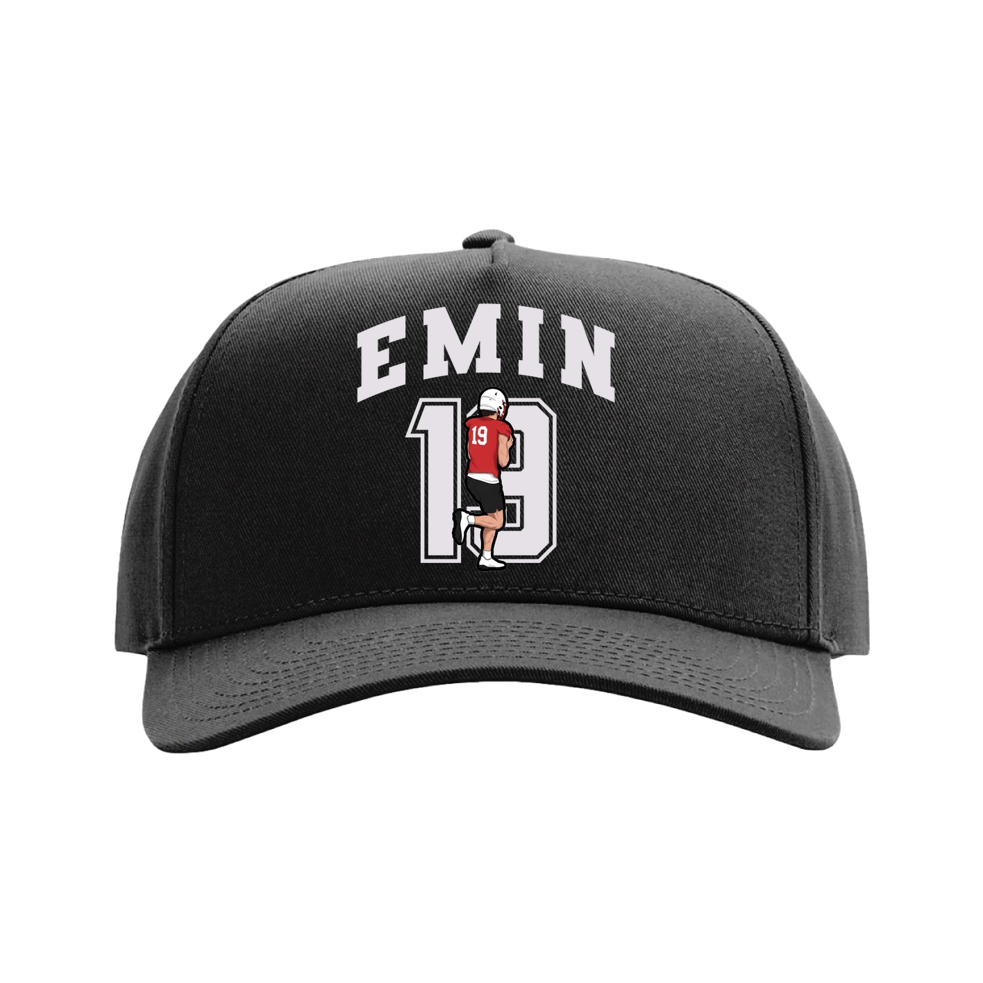 Full Fabric Five-Panel Champ Cap — Number in Black