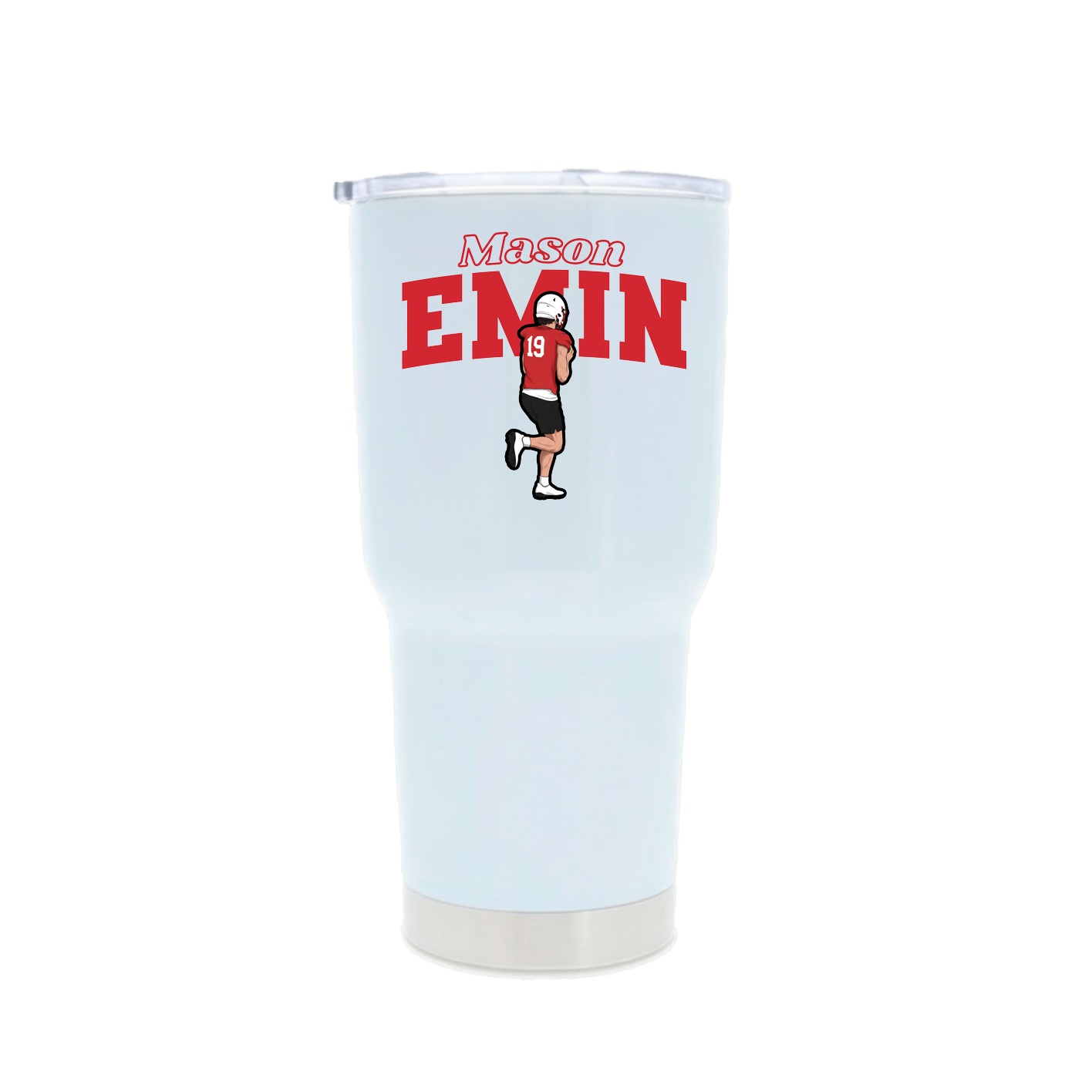 30oz Stainless Steel Tumbler — Name Arch in White