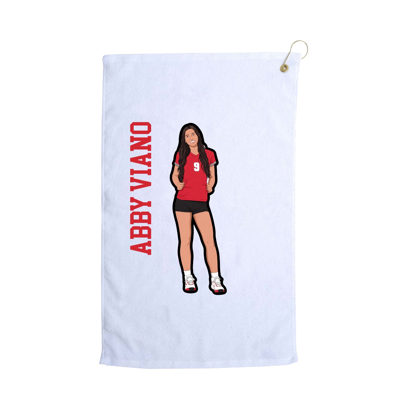 Golf Towel — Name Vertical in White