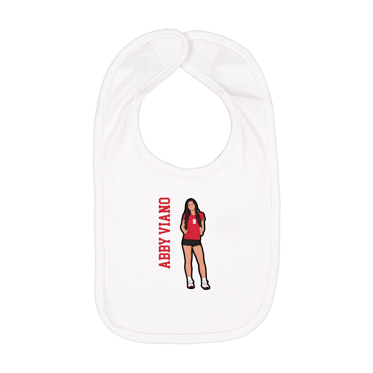 Infant Bib — Name Vertical in White