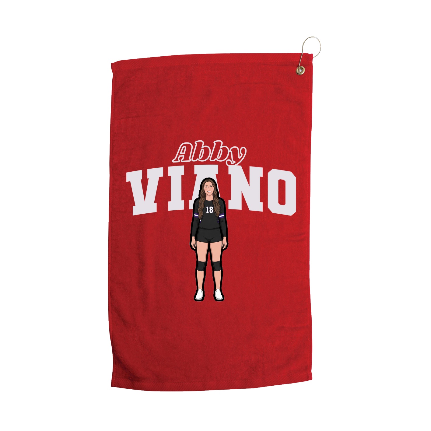 Golf Towel — Name Arch in Red
