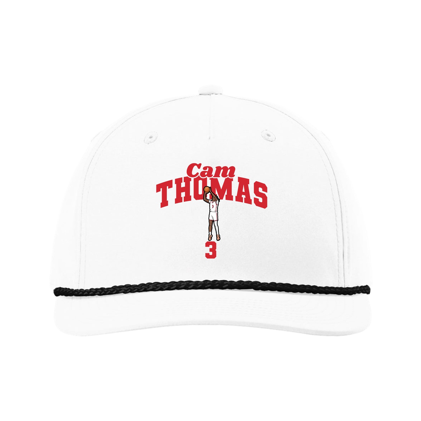 Five-Panel Classic Rope Cap — Signature Arch in White