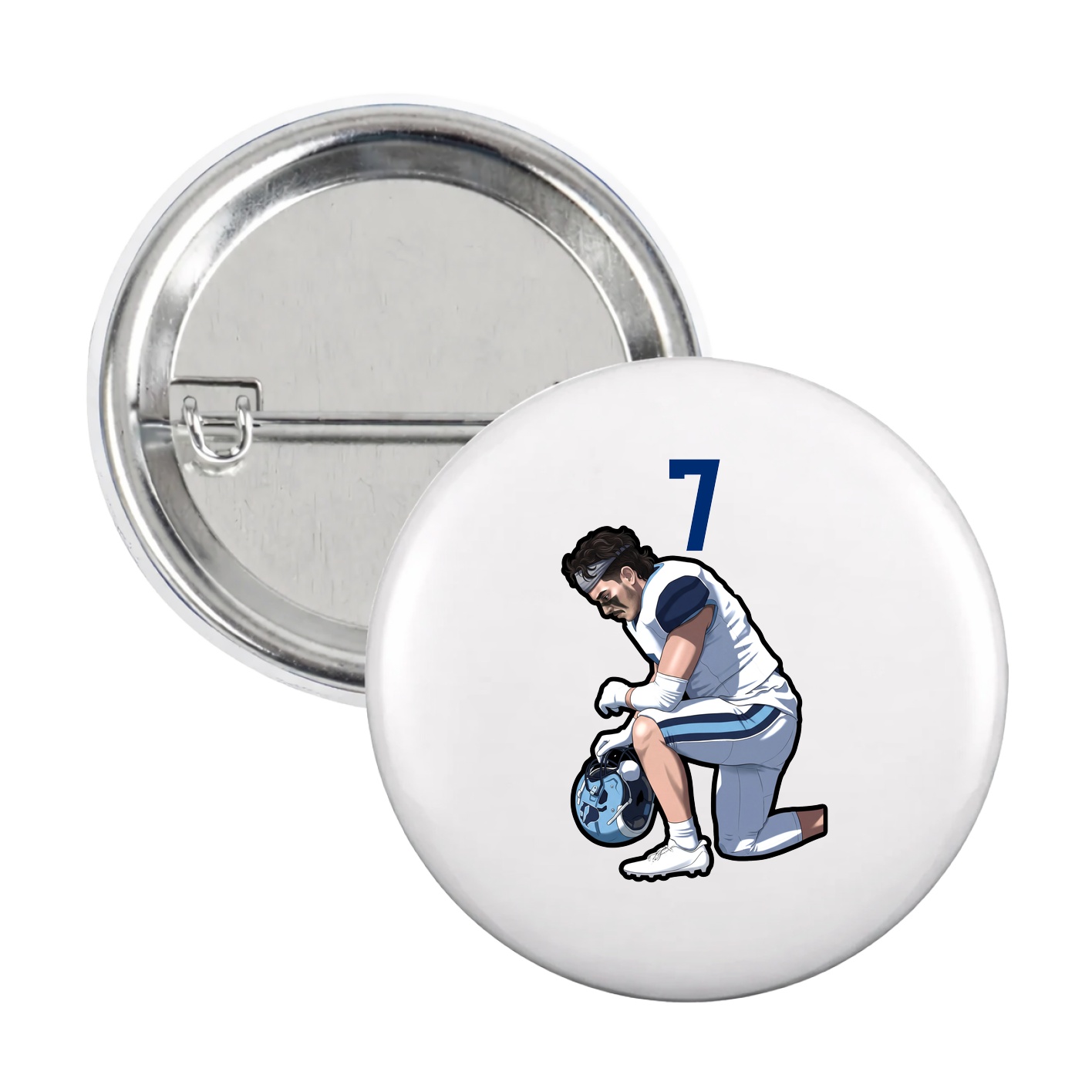 Game Day Button — Number Top in White