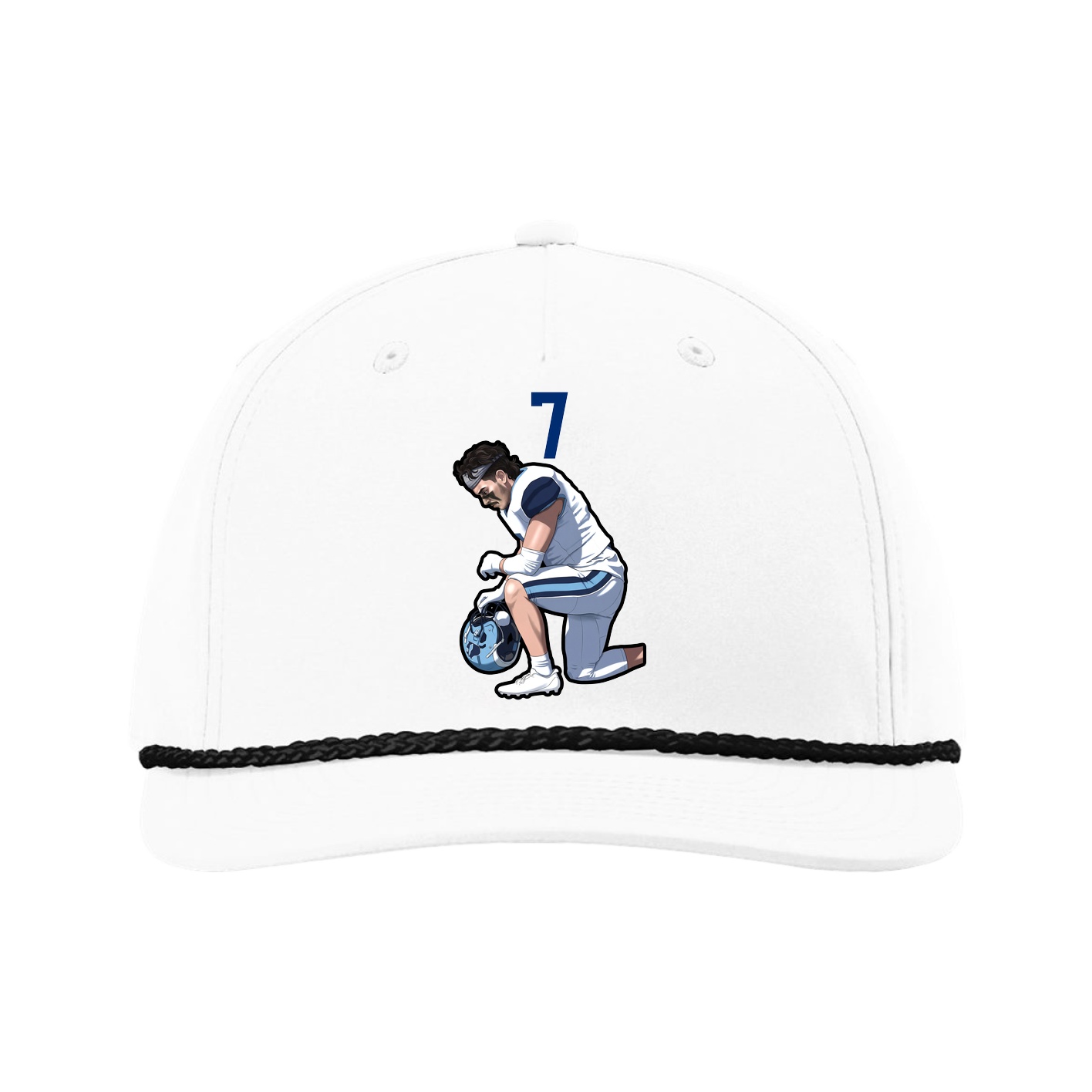 Five-Panel Classic Rope Cap — Number Top in White