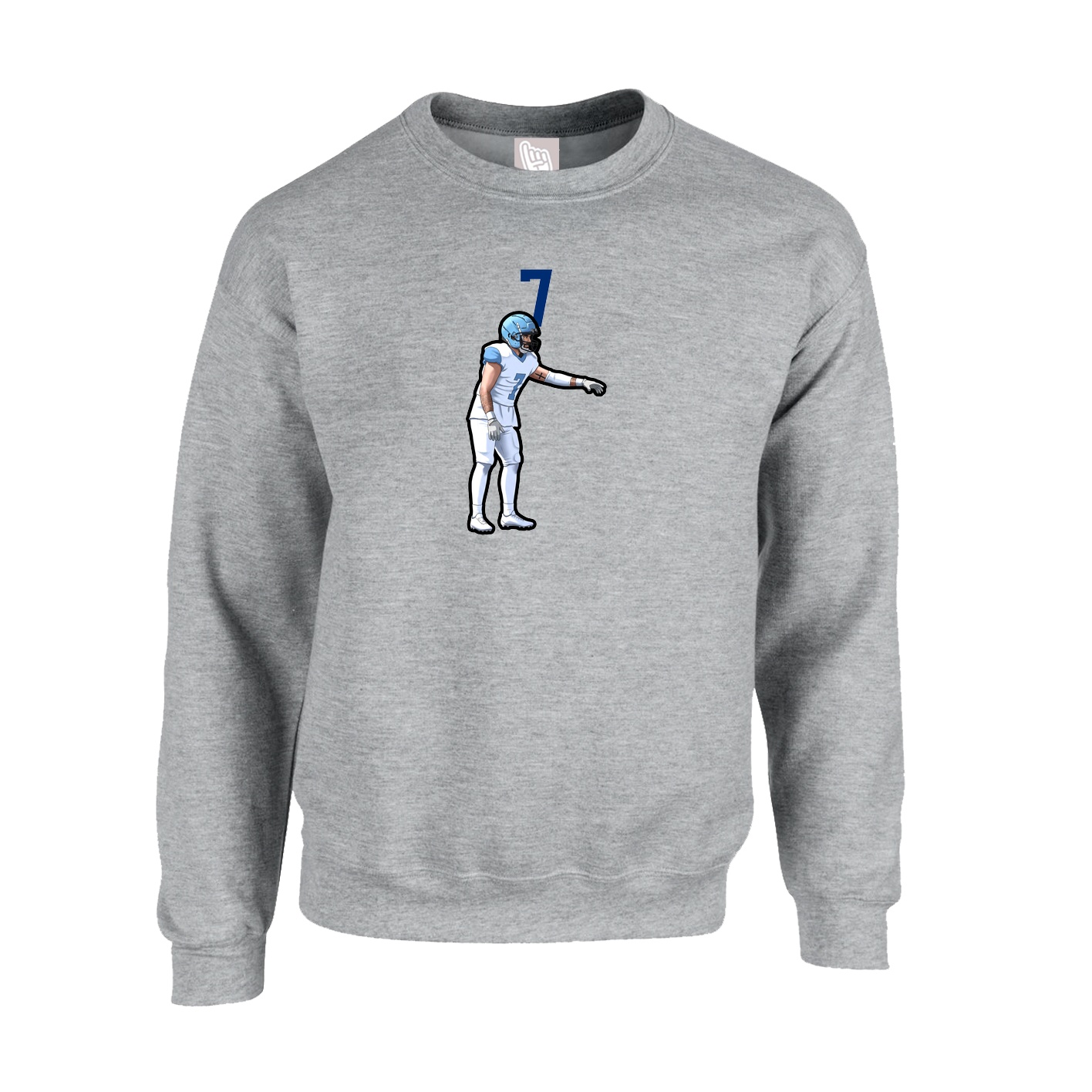 Fleece Crew — Number Top in Grey