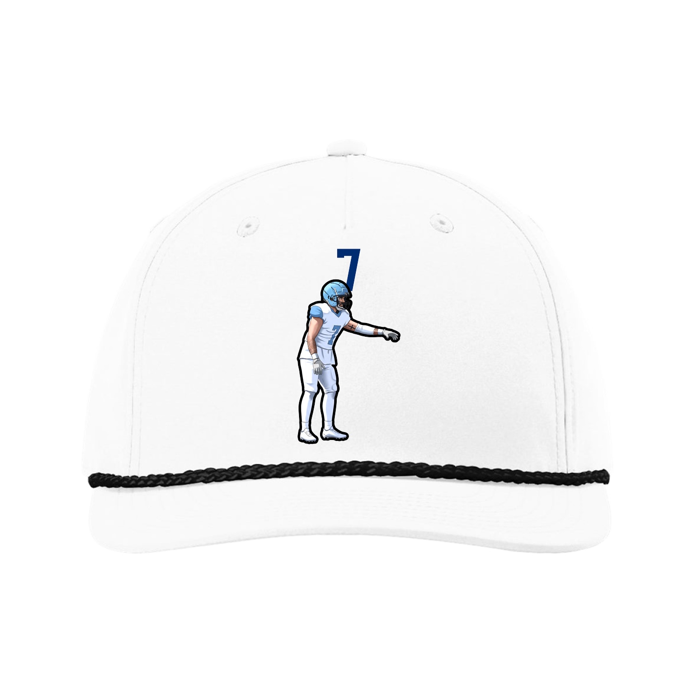 Five-Panel Classic Rope Cap — Number Top in White