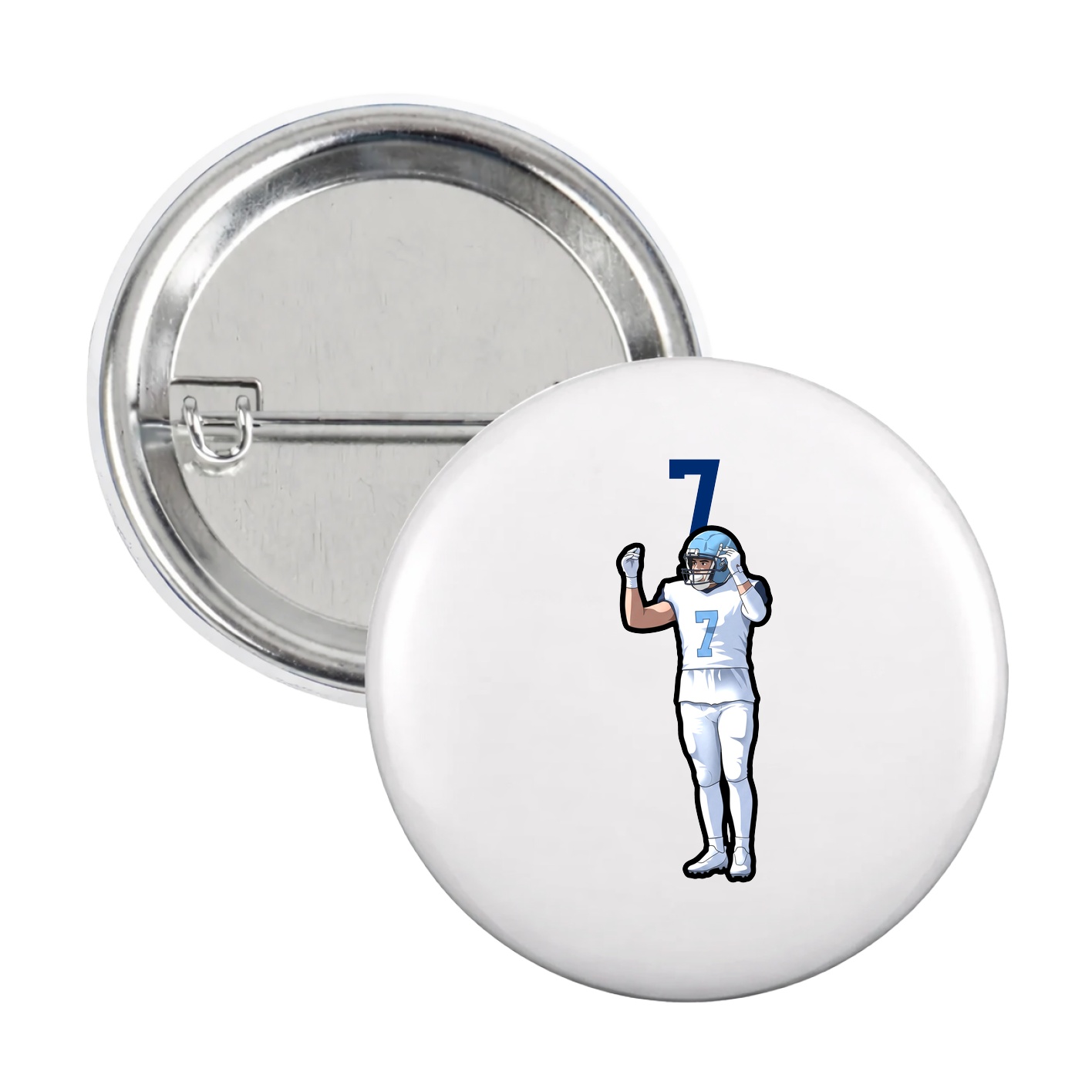 Game Day Button — Number Top in White