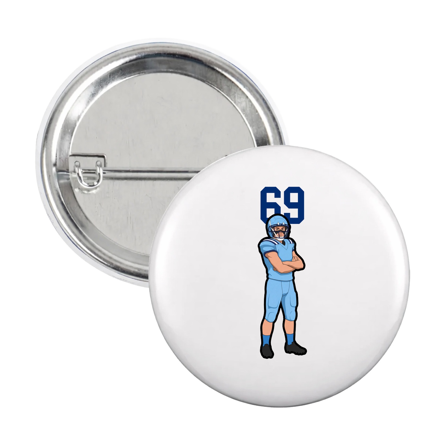 Game Day Button — Number Top in White