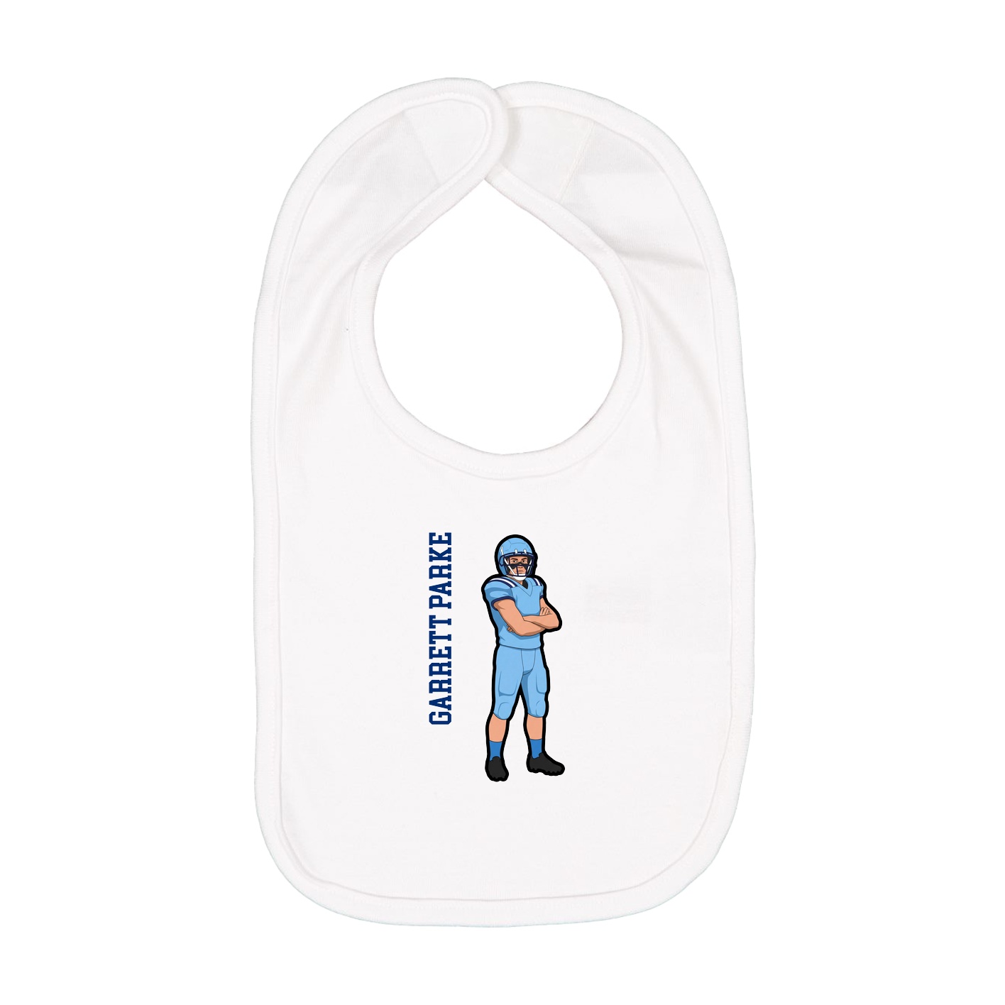 Infant Bib — Name Vertical in White