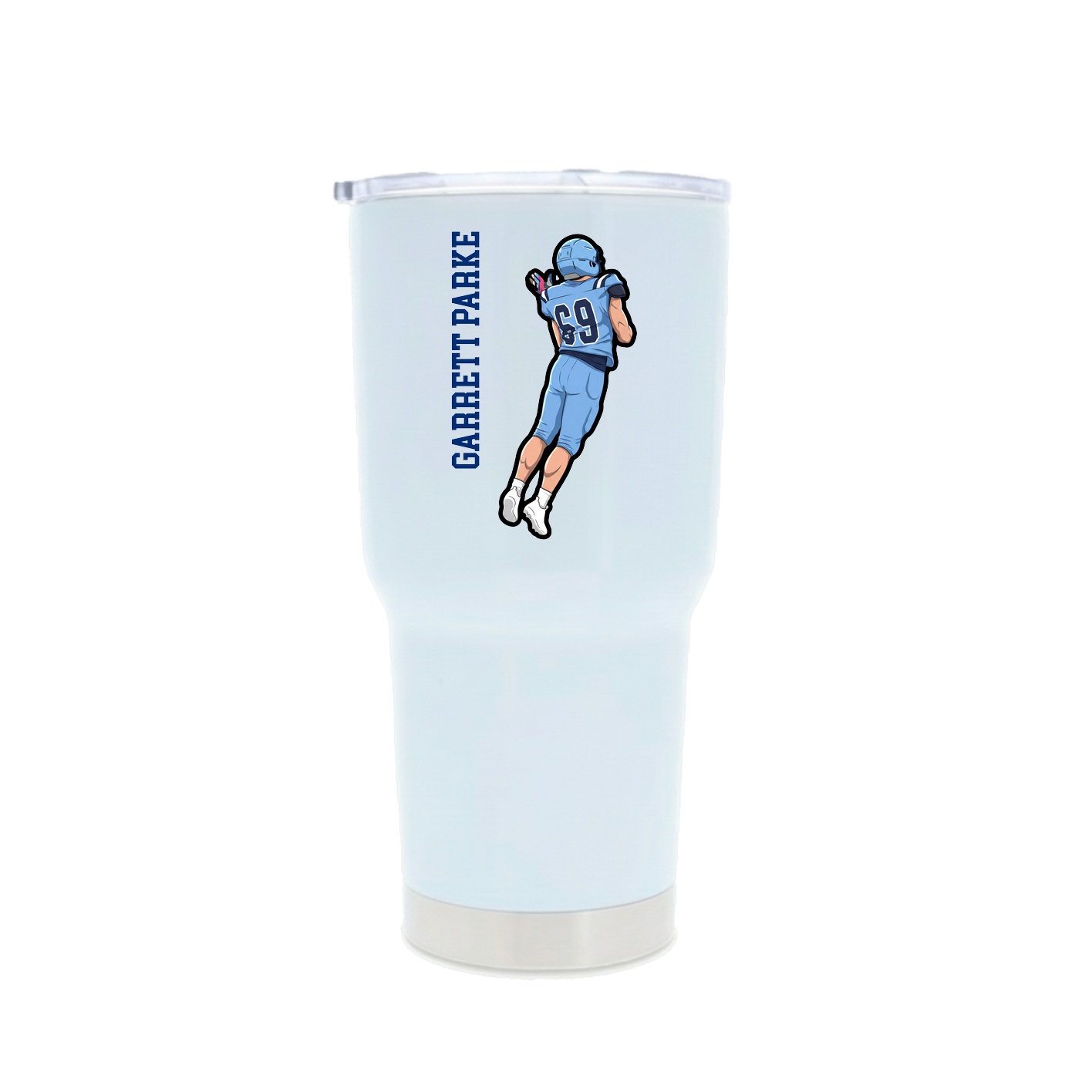 30oz Stainless Steel Tumbler — Name Vertical in White