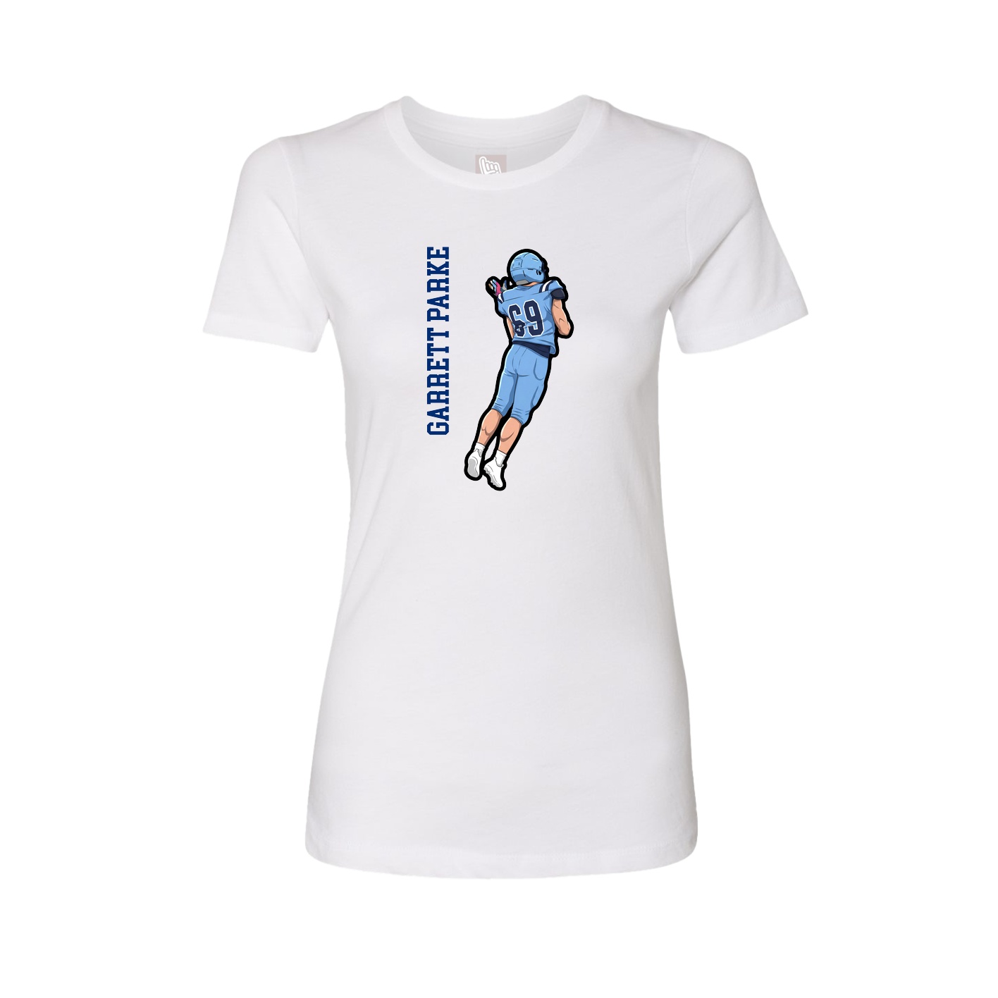 Fitted Women's Tee — Name Vertical in White