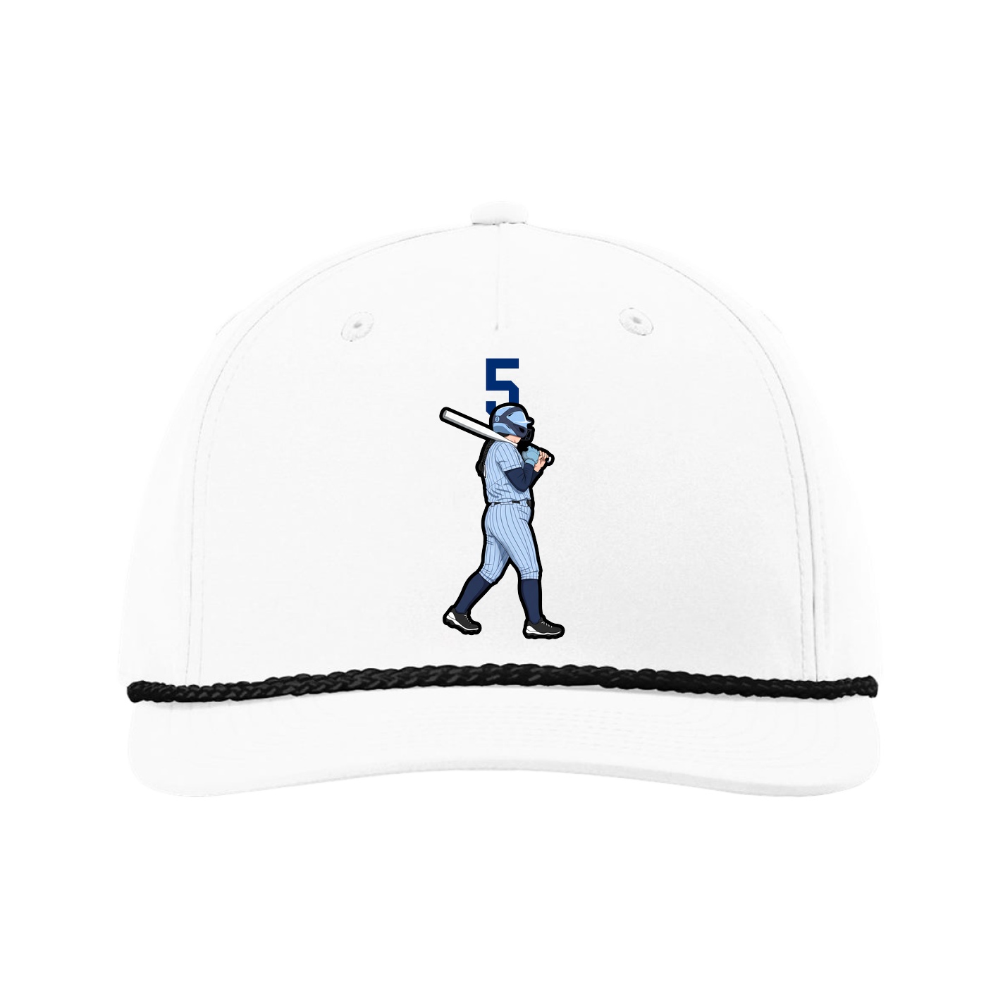 Five-Panel Classic Rope Cap — Number Top in White