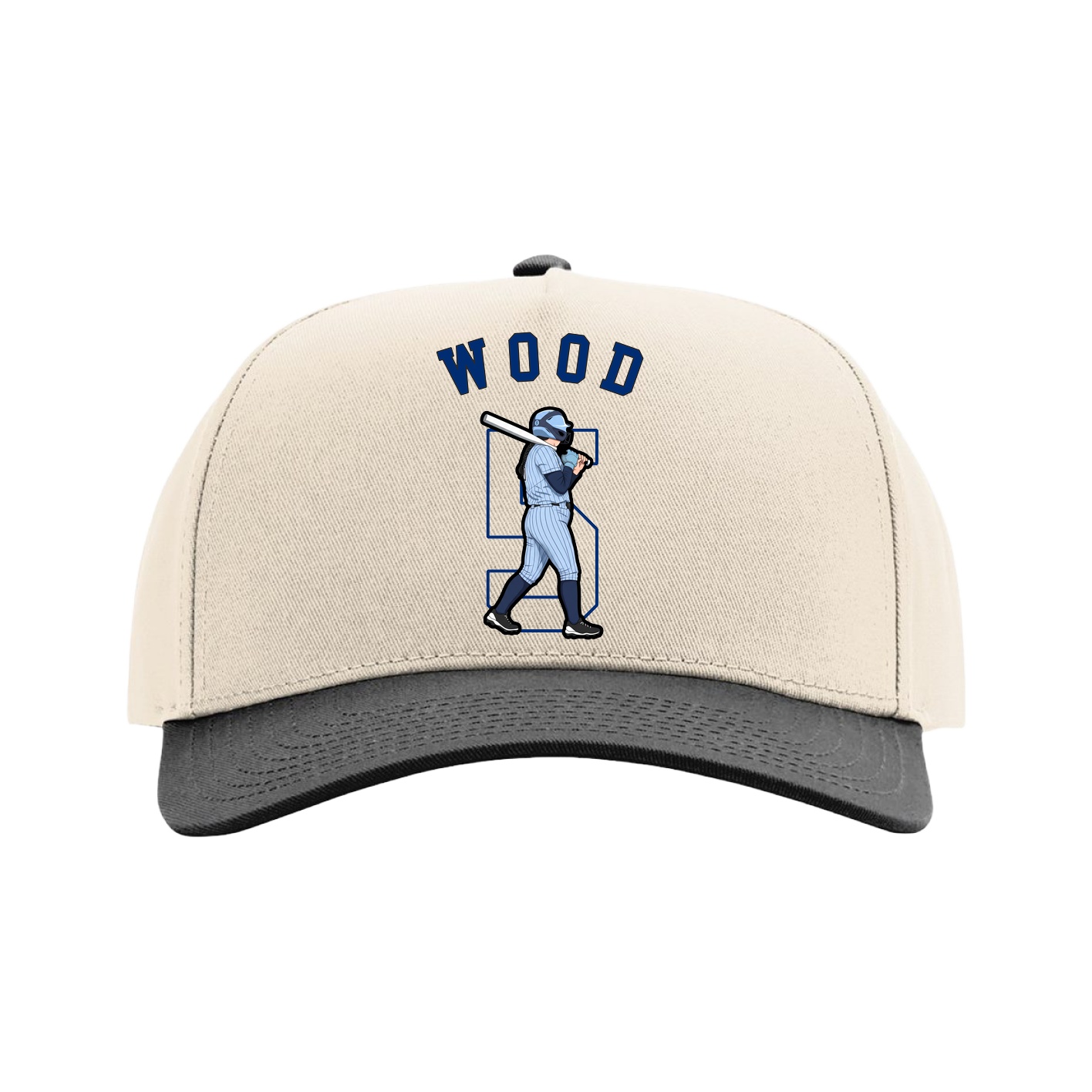 Full Fabric Five-Panel Champ Cap — Shirsey Arch in Cream/Black