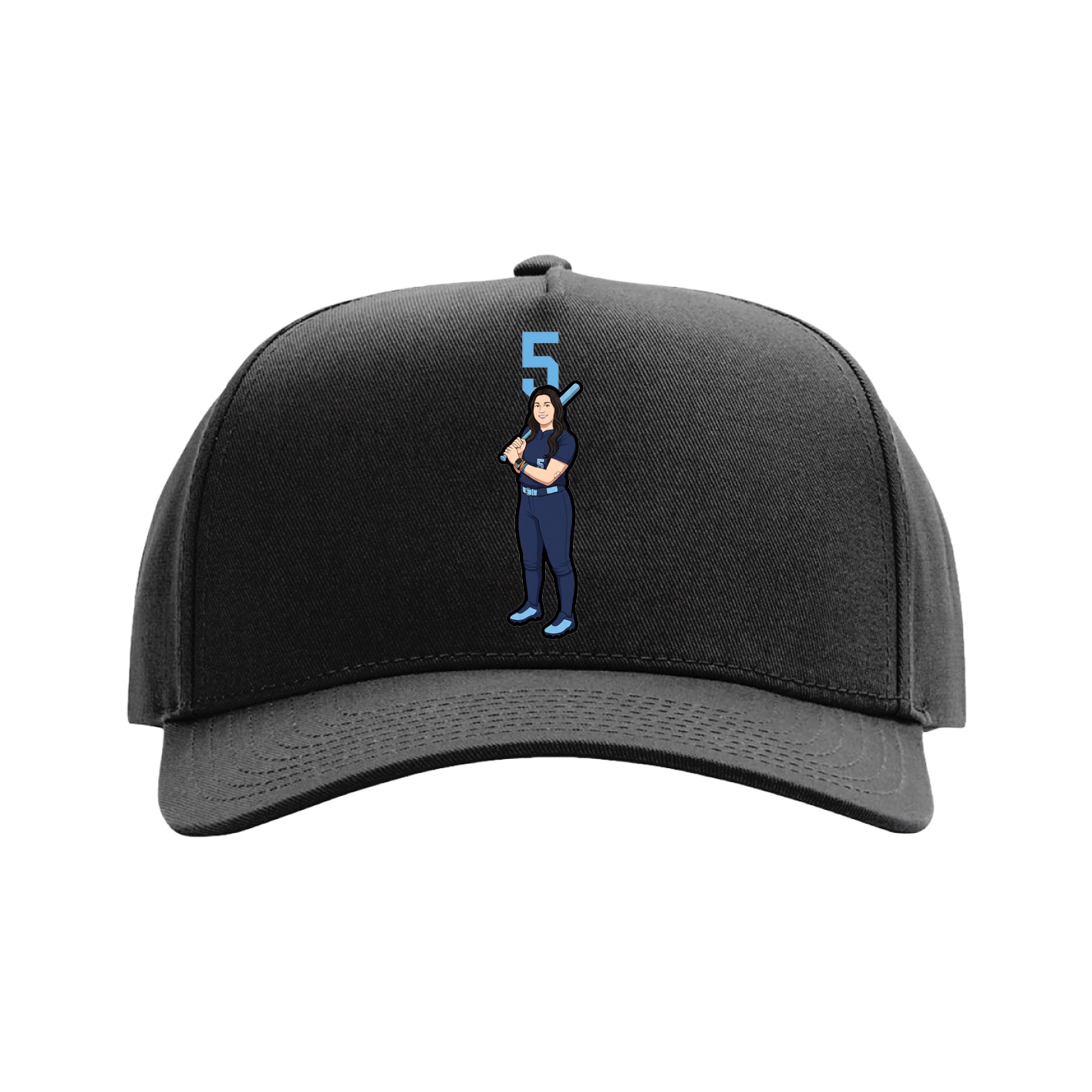 Full Fabric Five-Panel Champ Cap — Number Top in Black