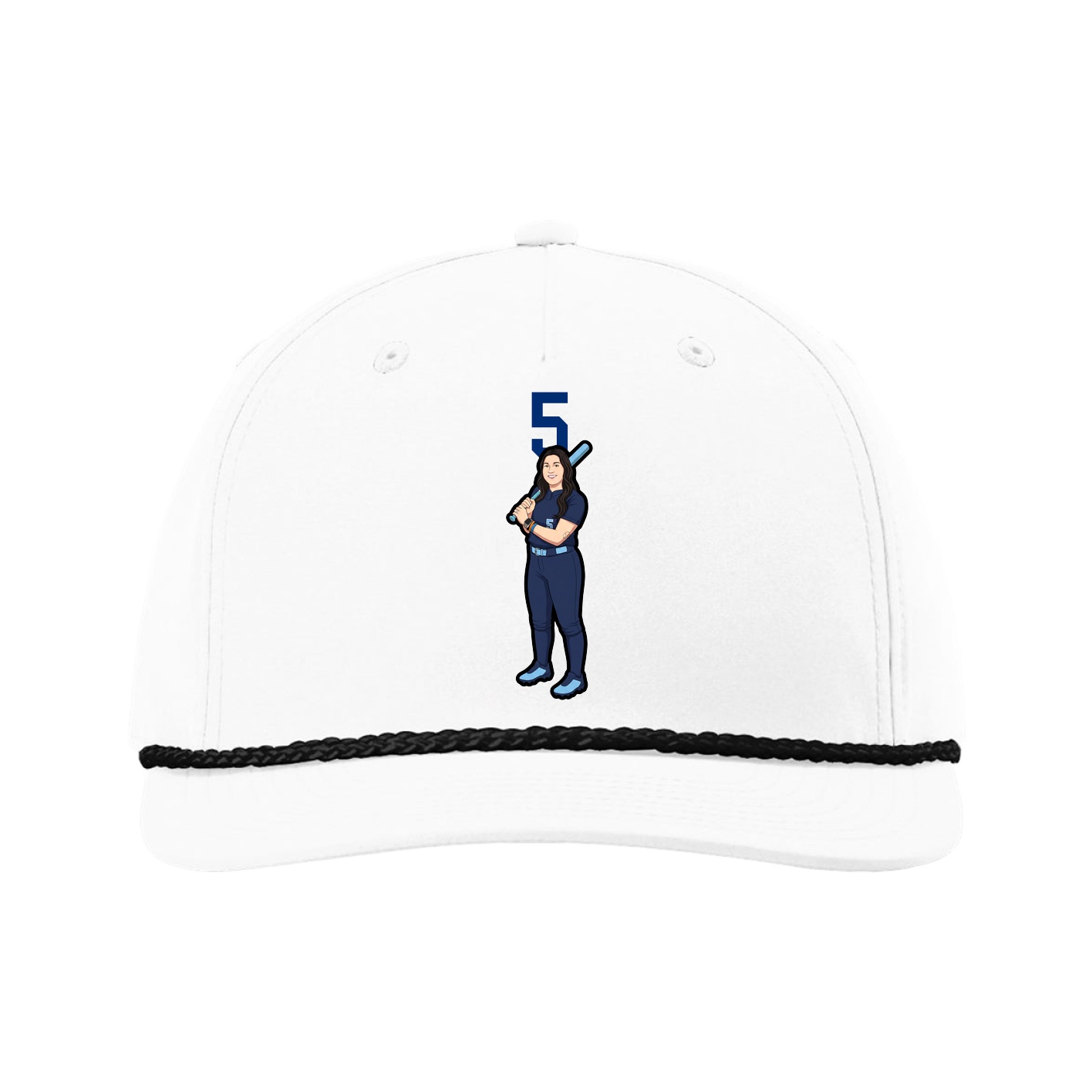 Five-Panel Classic Rope Cap — Number Top in White