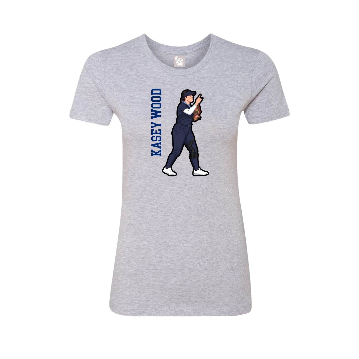 Fitted Women's Tee — Name Vertical in Grey