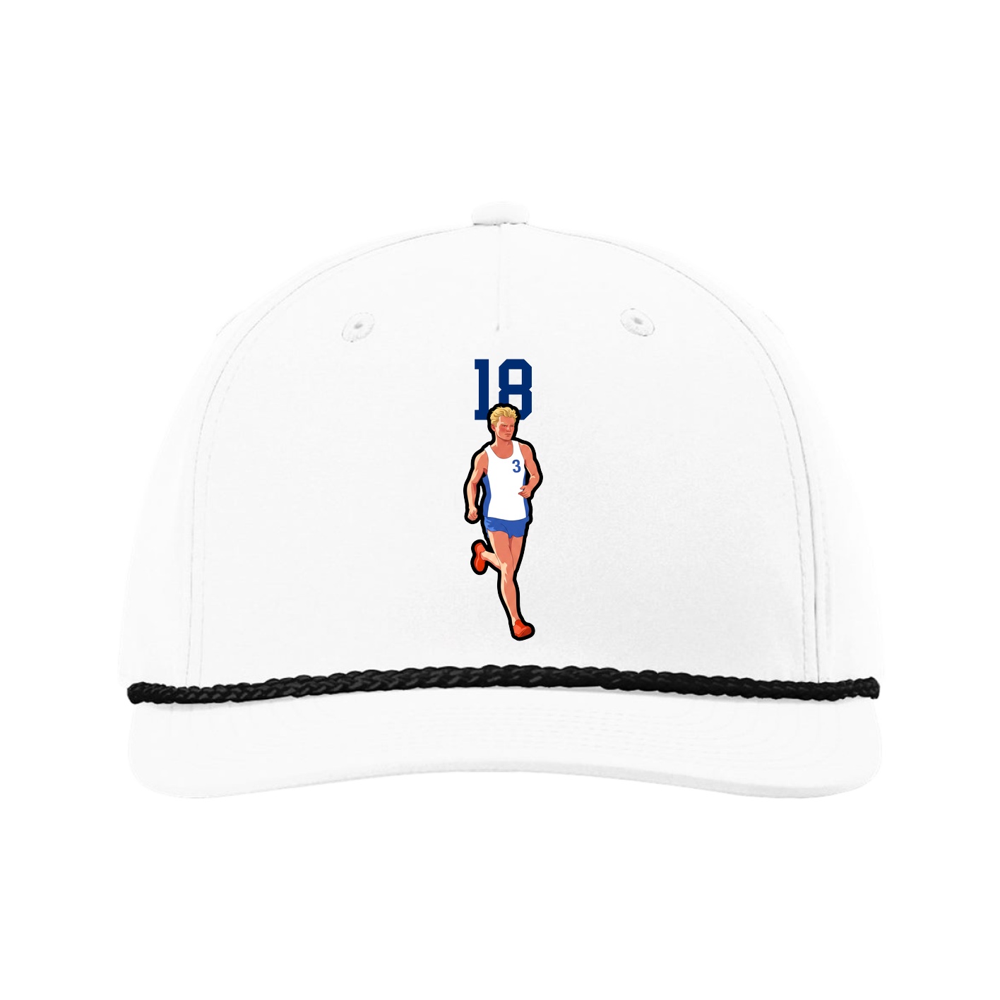 Five-Panel Classic Rope Cap — Number Top in White