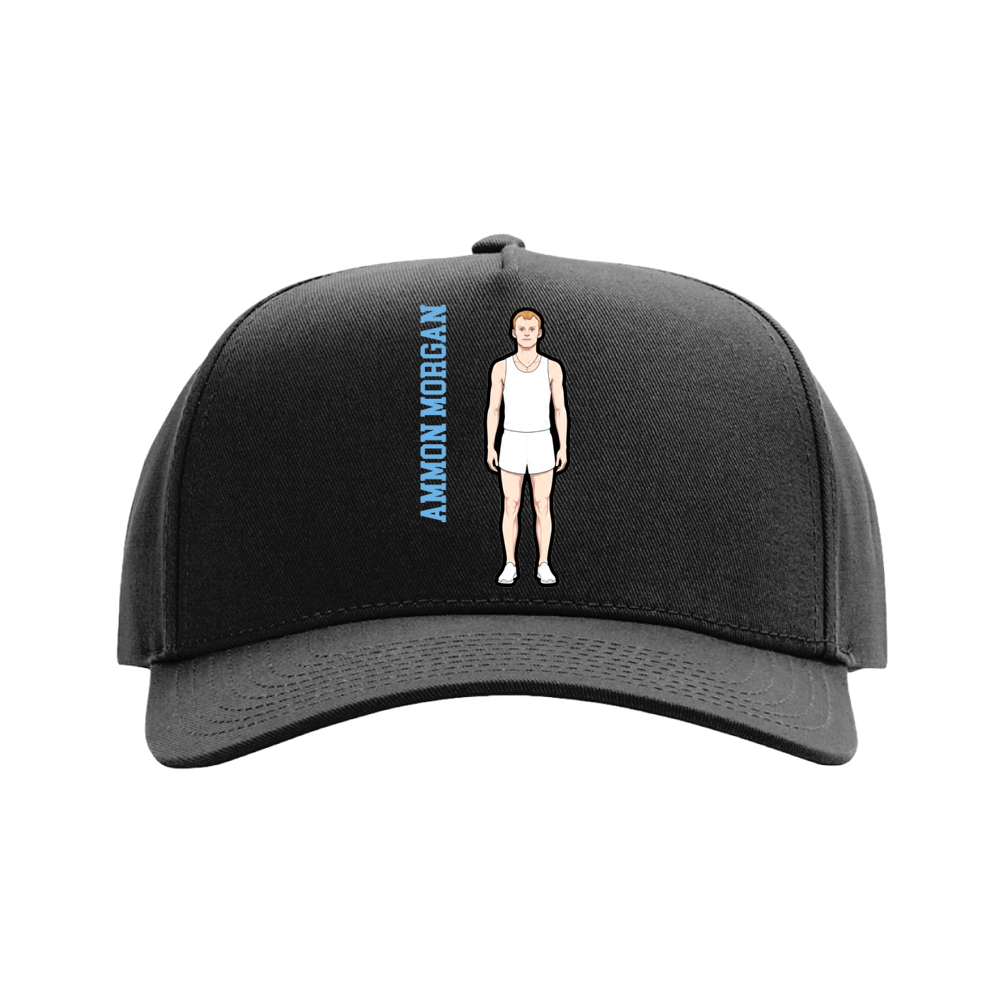 Full Fabric Five-Panel Champ Cap — Name Vertical in Black