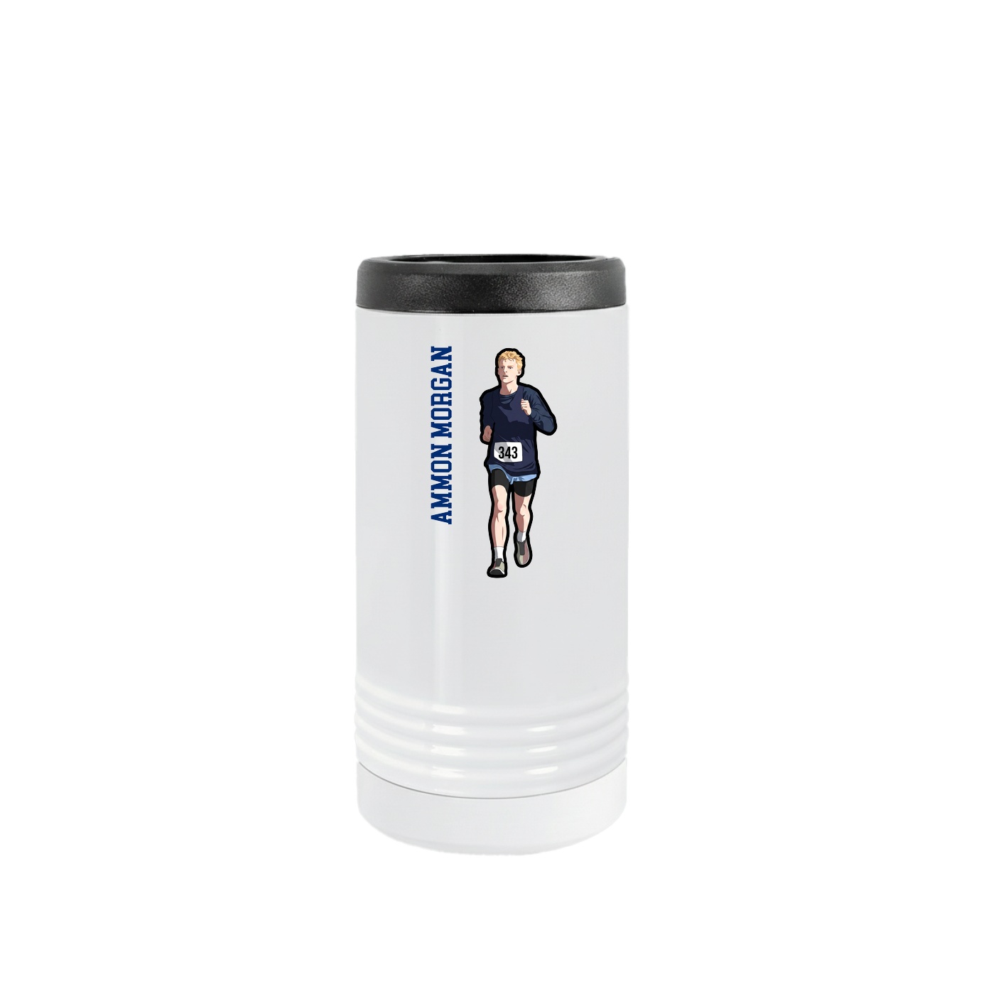 Slim Beverage Holder — Name Vertical in White