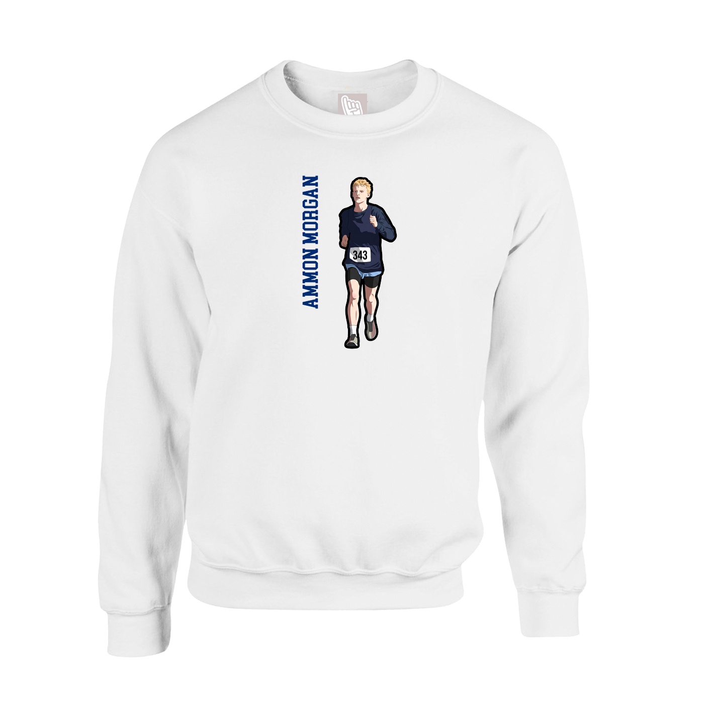 Fleece Crew — Name Vertical in White