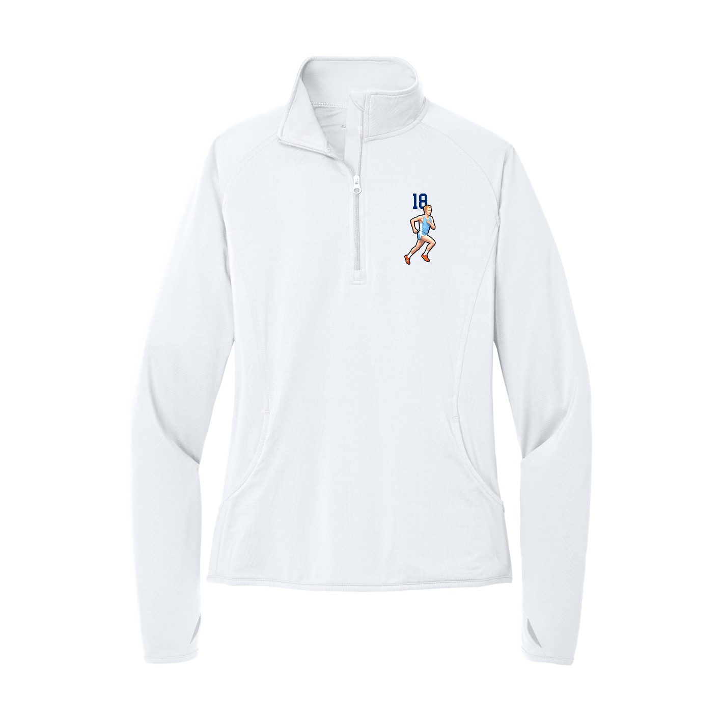 Women's Q-Zip Pullover — Number Top in White