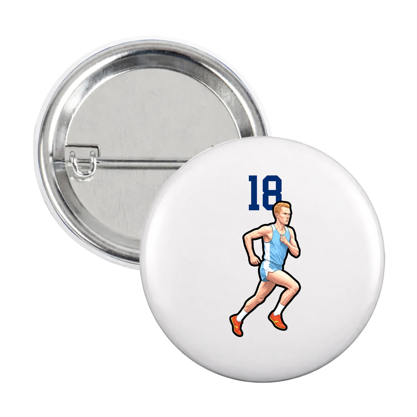 Game Day Button — Number Top in White