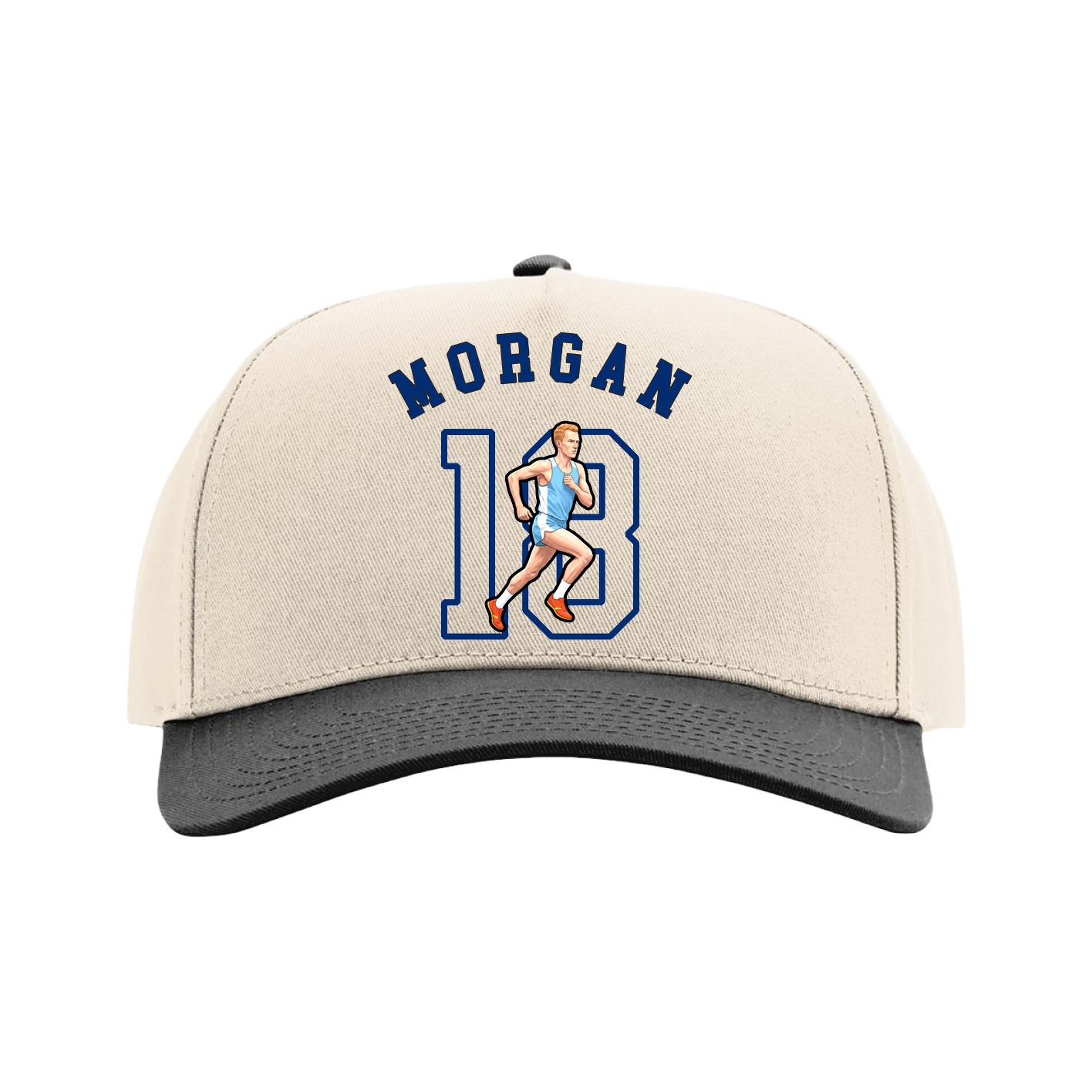 Full Fabric Five-Panel Champ Cap — Shirsey Arch in Cream/Black