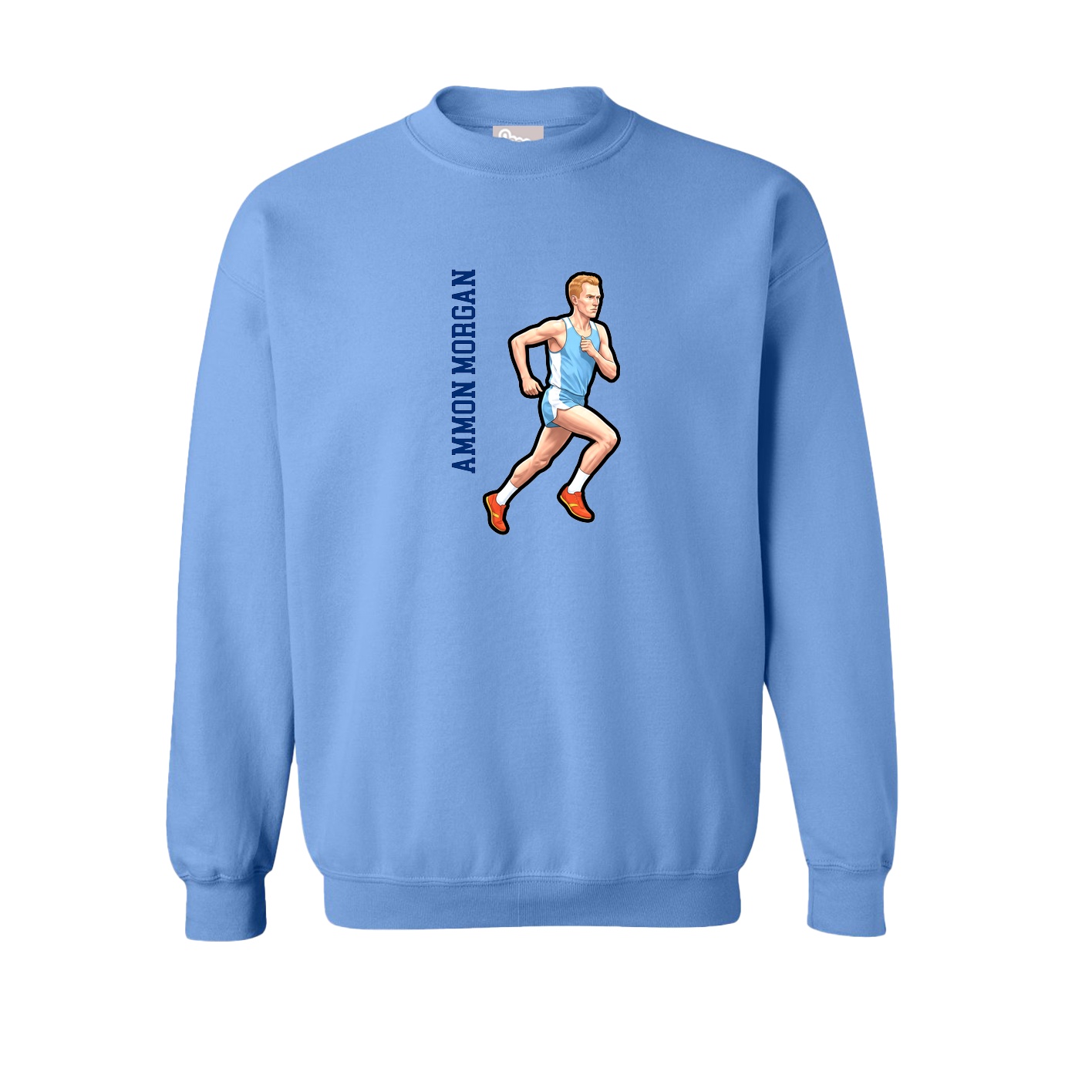 Fleece Crew — Name Vertical in Powder Blue