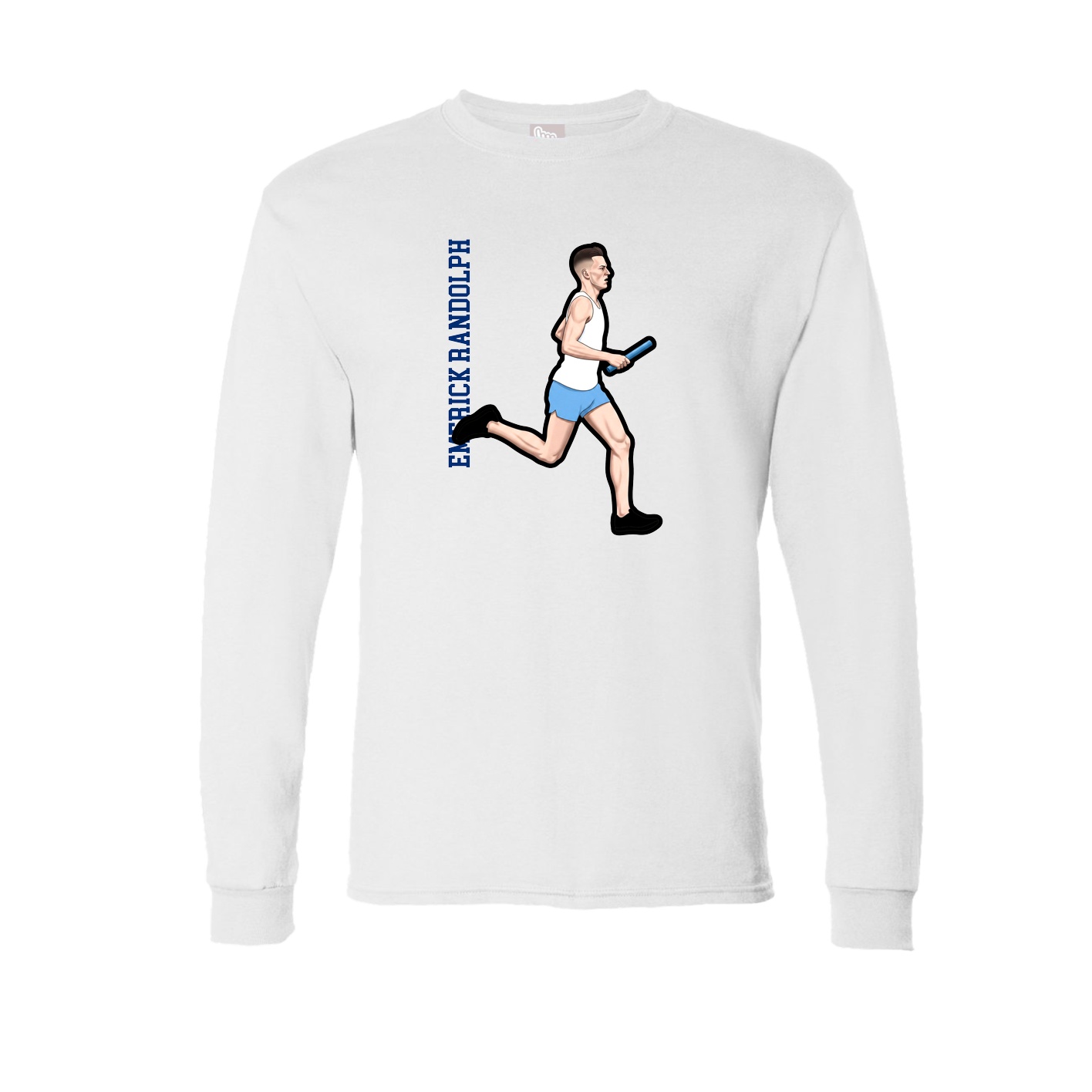 Long Sleeve Tee — Name Vertical in White