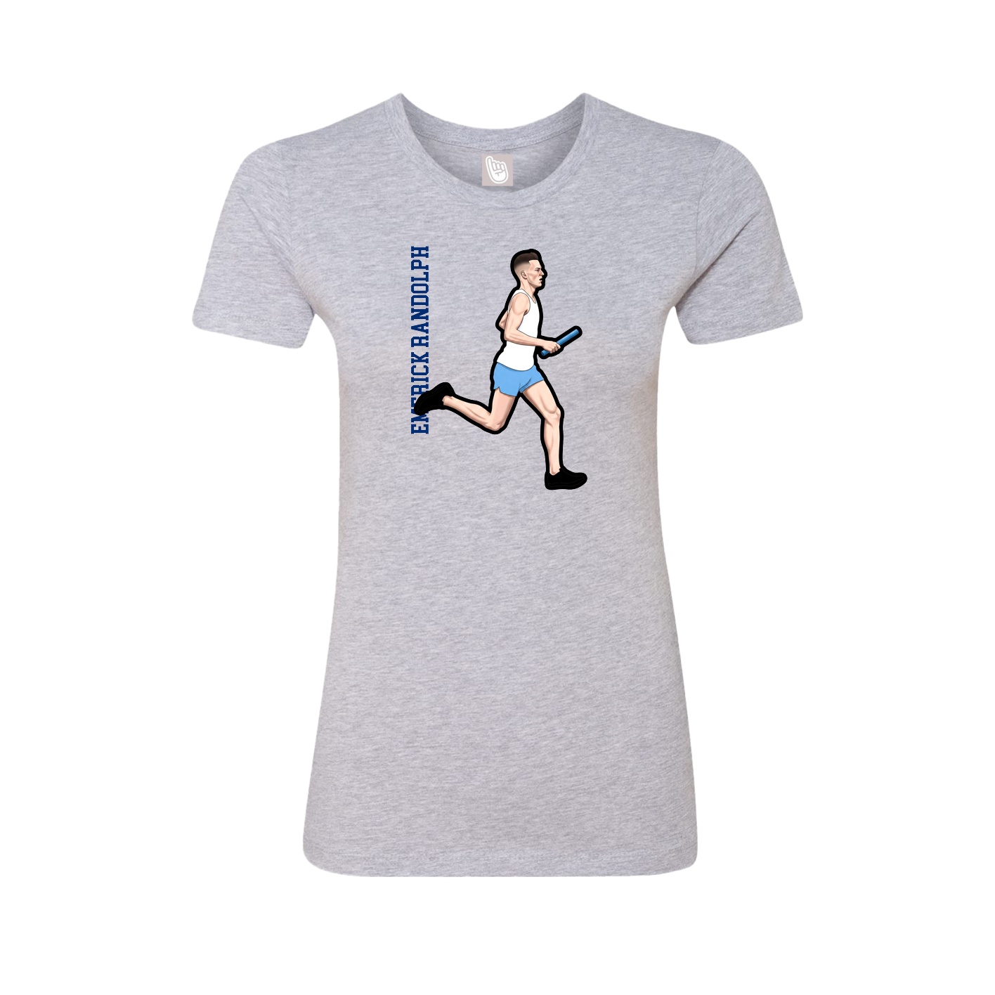 Fitted Women's Tee — Name Vertical in Grey